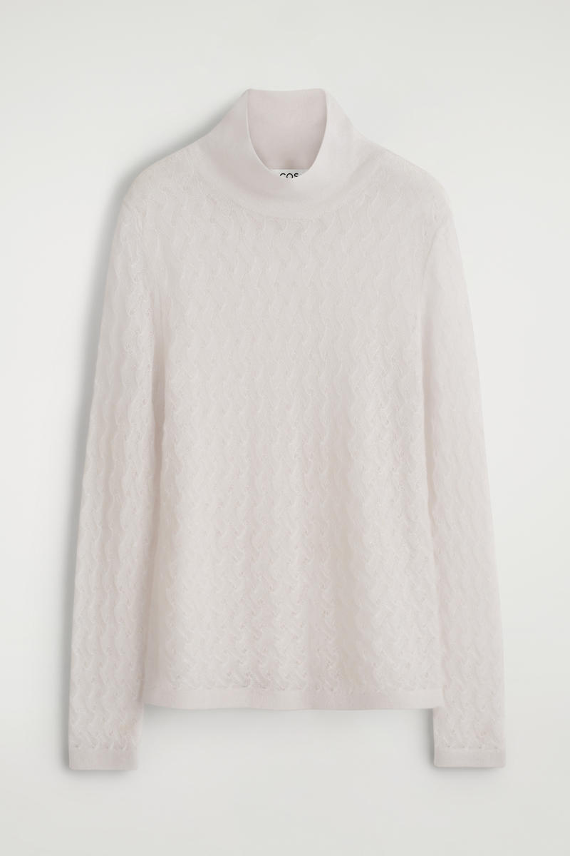 Cos Pointelle-knit Mohair Sweater In Neutral