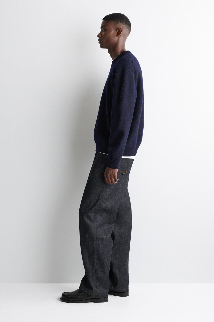 BOILED-WOOL CREW-NECK SWEATER - NAVY | COS US