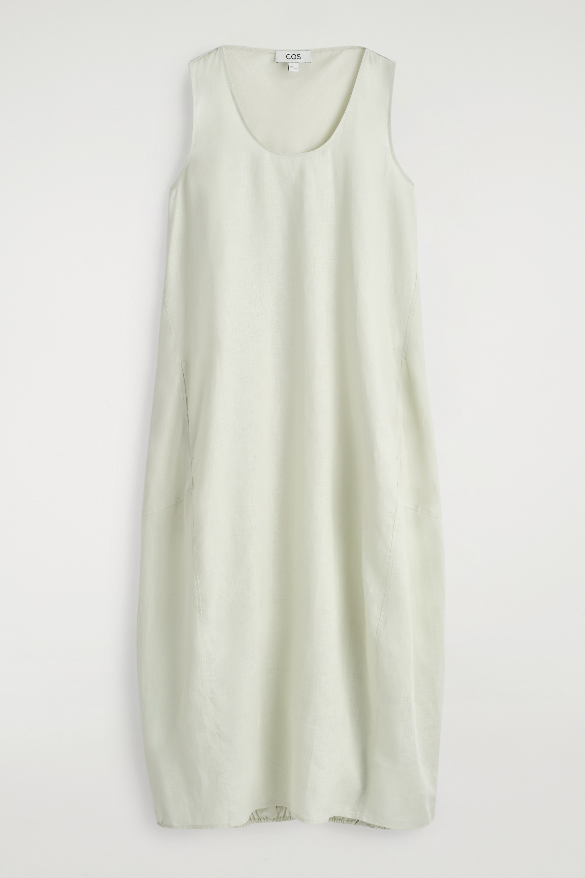 ELASTICATED-HEM LINEN MAXI DRESS - LIGHT GREEN/BLACK