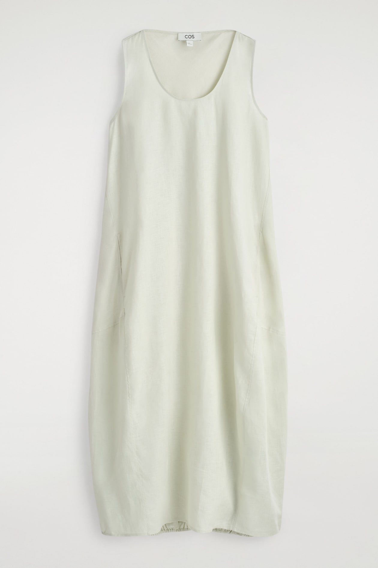 ELASTICATED-HEM LINEN MAXI DRESS — LIGHT GREEN