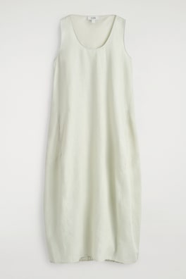 ELASTICATED-HEM LINEN MAXI DRESS — LIGHT GREEN 3