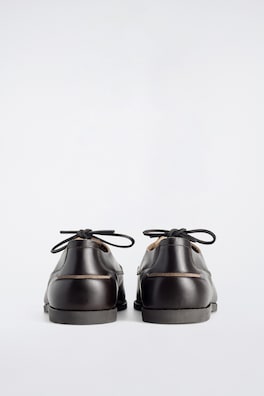 LEATHER BOAT SHOES — DARK BROWN 1