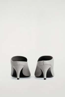 DRAPED LEATHER KITTEN-HEEL MULES — DOVE GREY 1