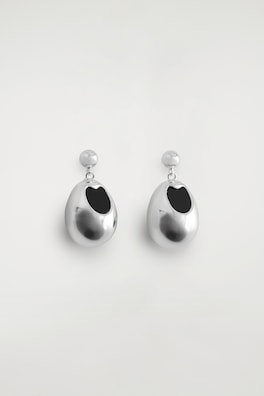 AGATE DROP EARRINGS — SILVER / BLACK 3