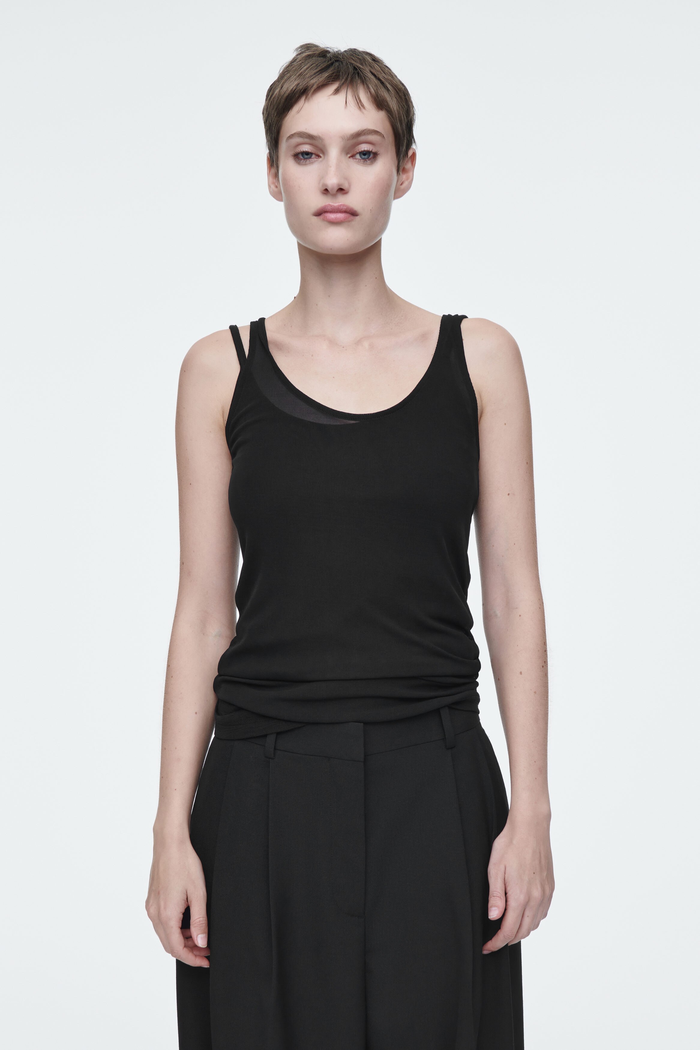 トップス Retty silky tank Black ANDMARY】Retty silky tank