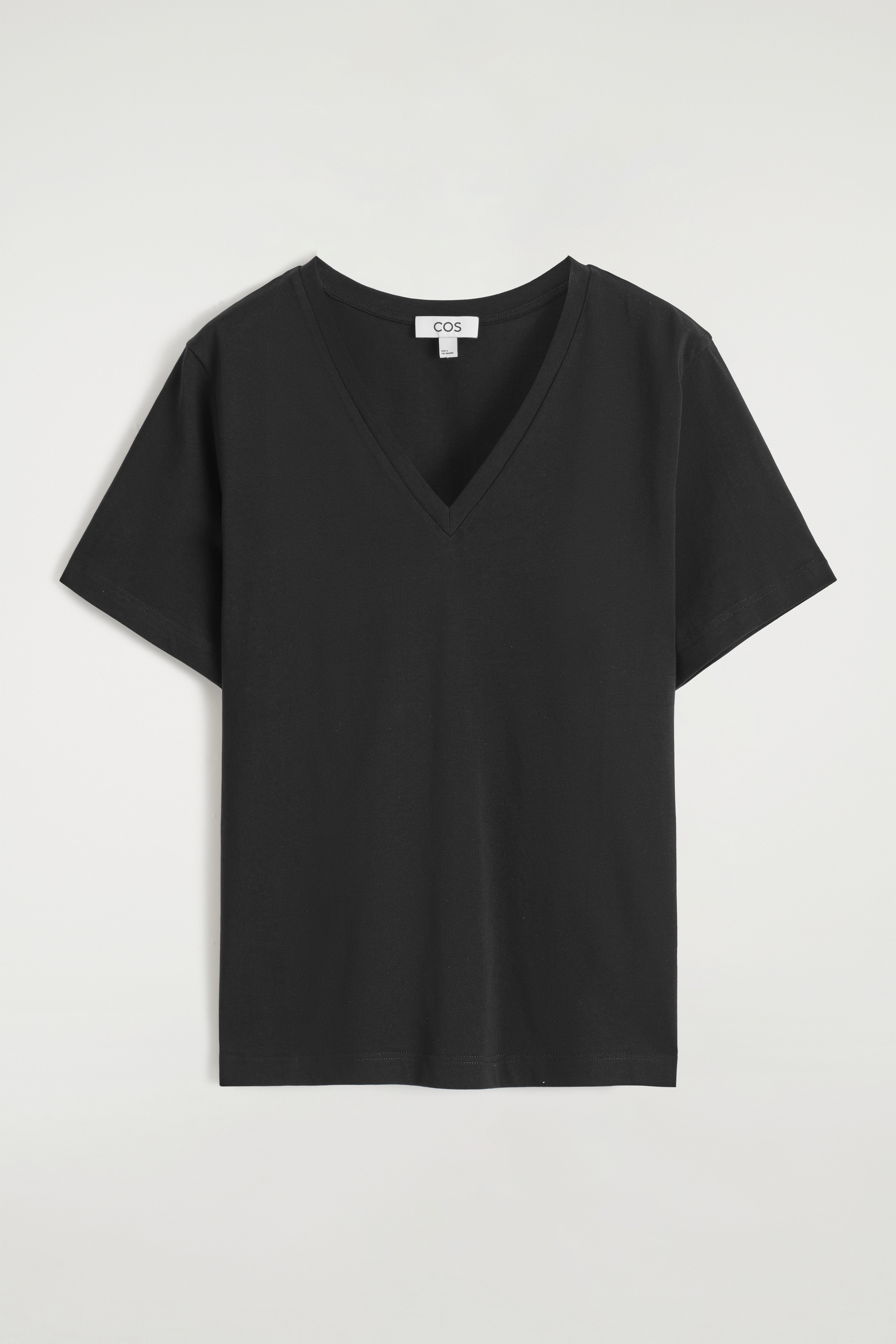 T-SHIRT DE ALGODÃO COM DECOTE EM V - PRETO/CINZA MESCLA/Branco / Riscado/BRANCO/AZUL-MARINHO