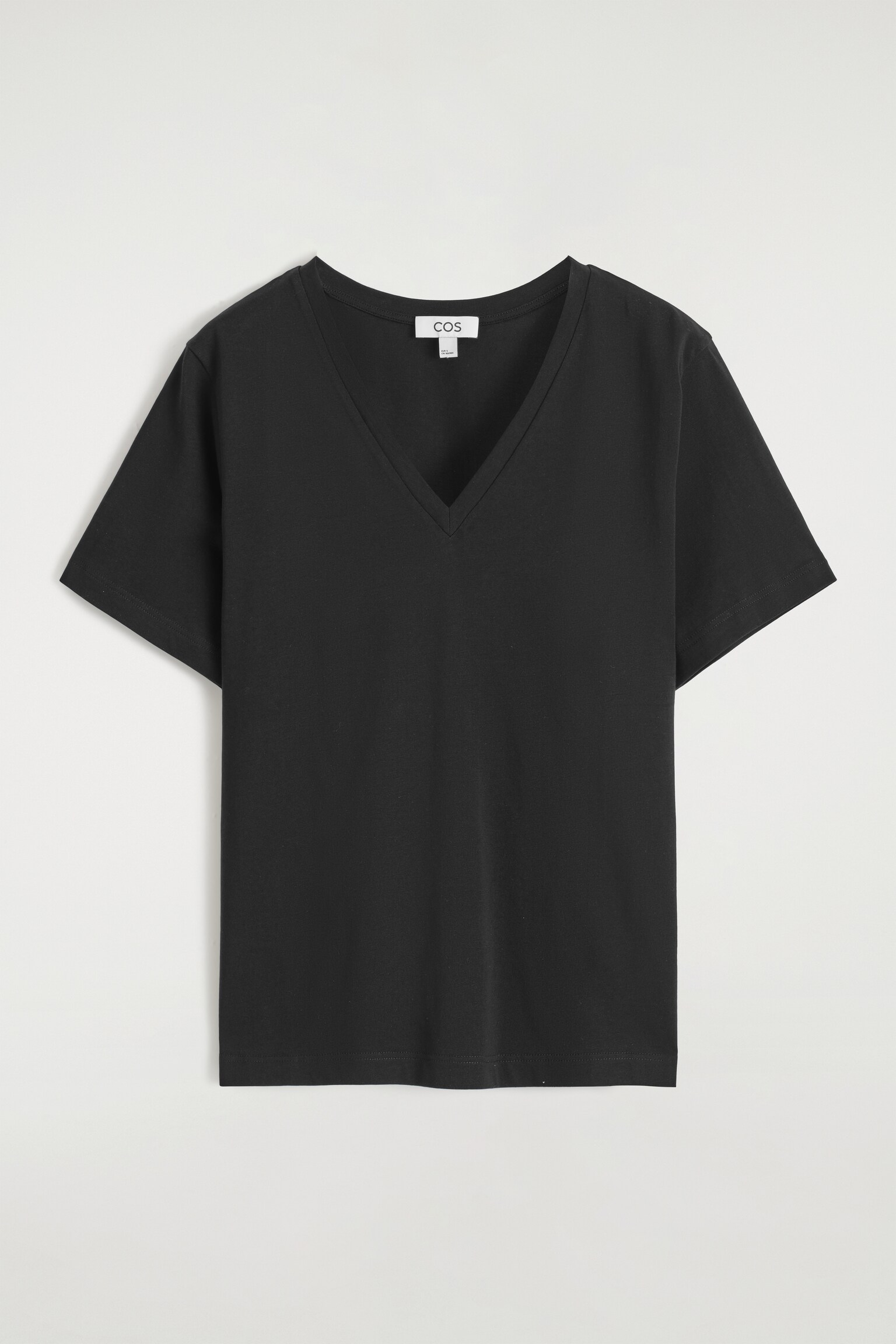 T-SHIRT AUS BAUMWOLLE MIT V-AUSSCHNITT - SCHWARZ/WEISS/GESTREIFT/GRAU MELIERT/WEISS - 2
