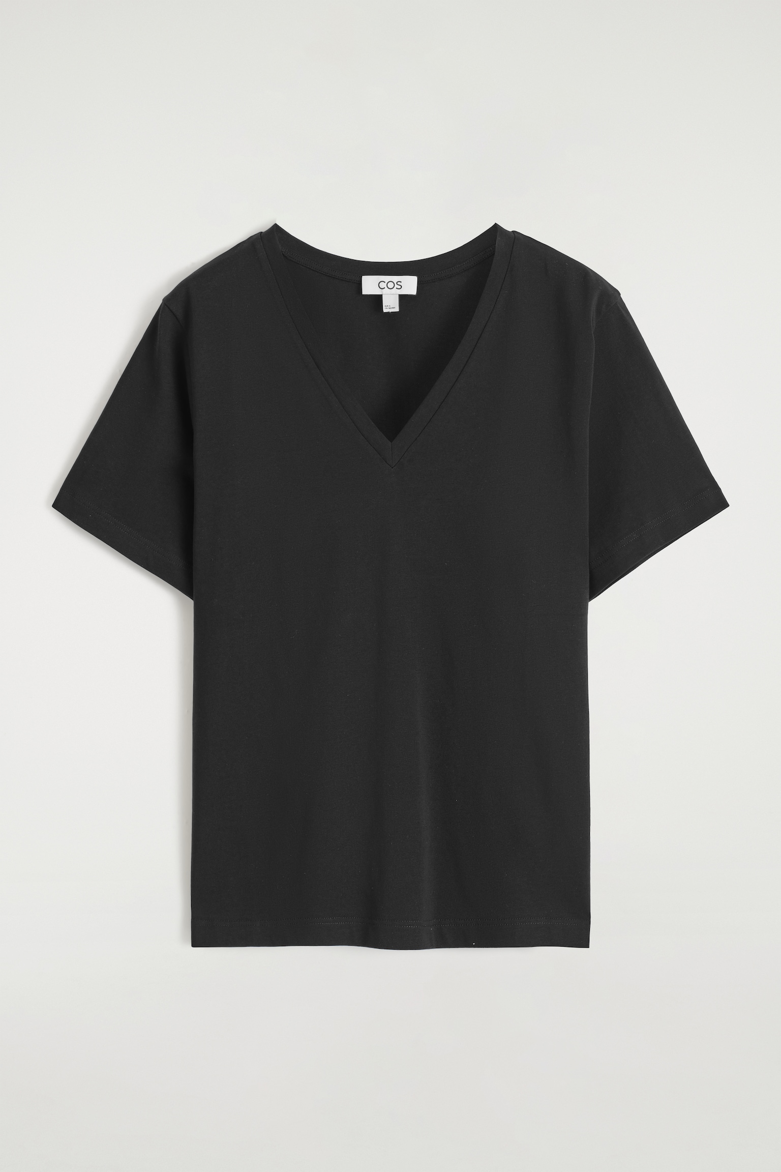 T-SHIRT AUS BAUMWOLLE MIT V-AUSSCHNITT - SCHWARZ/GRAU MELIERT/WEISS/GESTREIFT/WEISS - 2