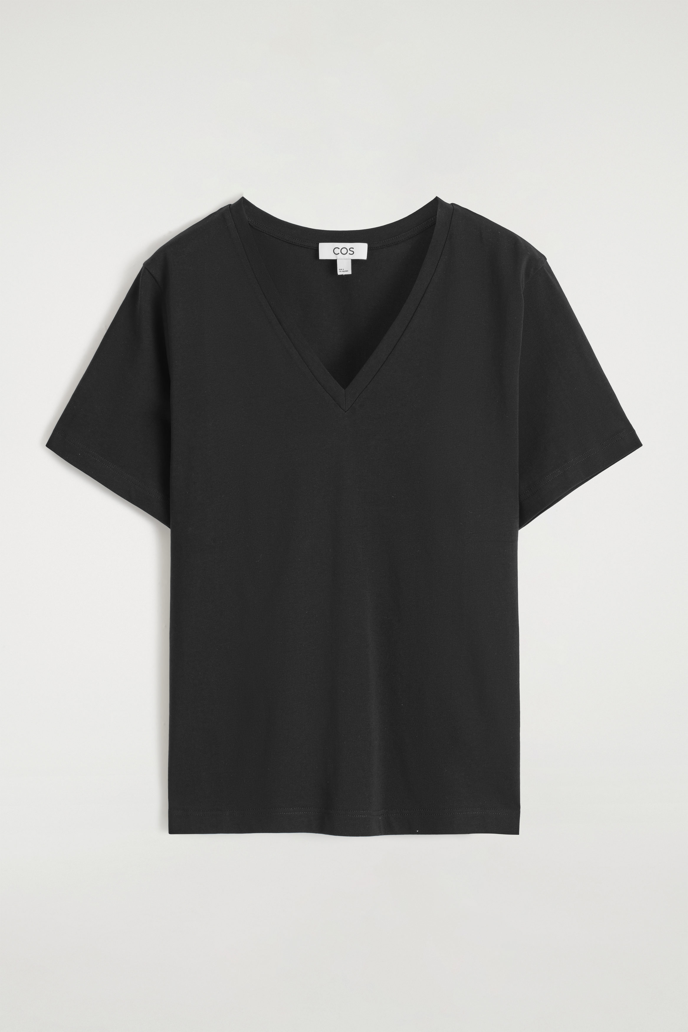 V-NECK COTTON T-SHIRT - BLACK | COS