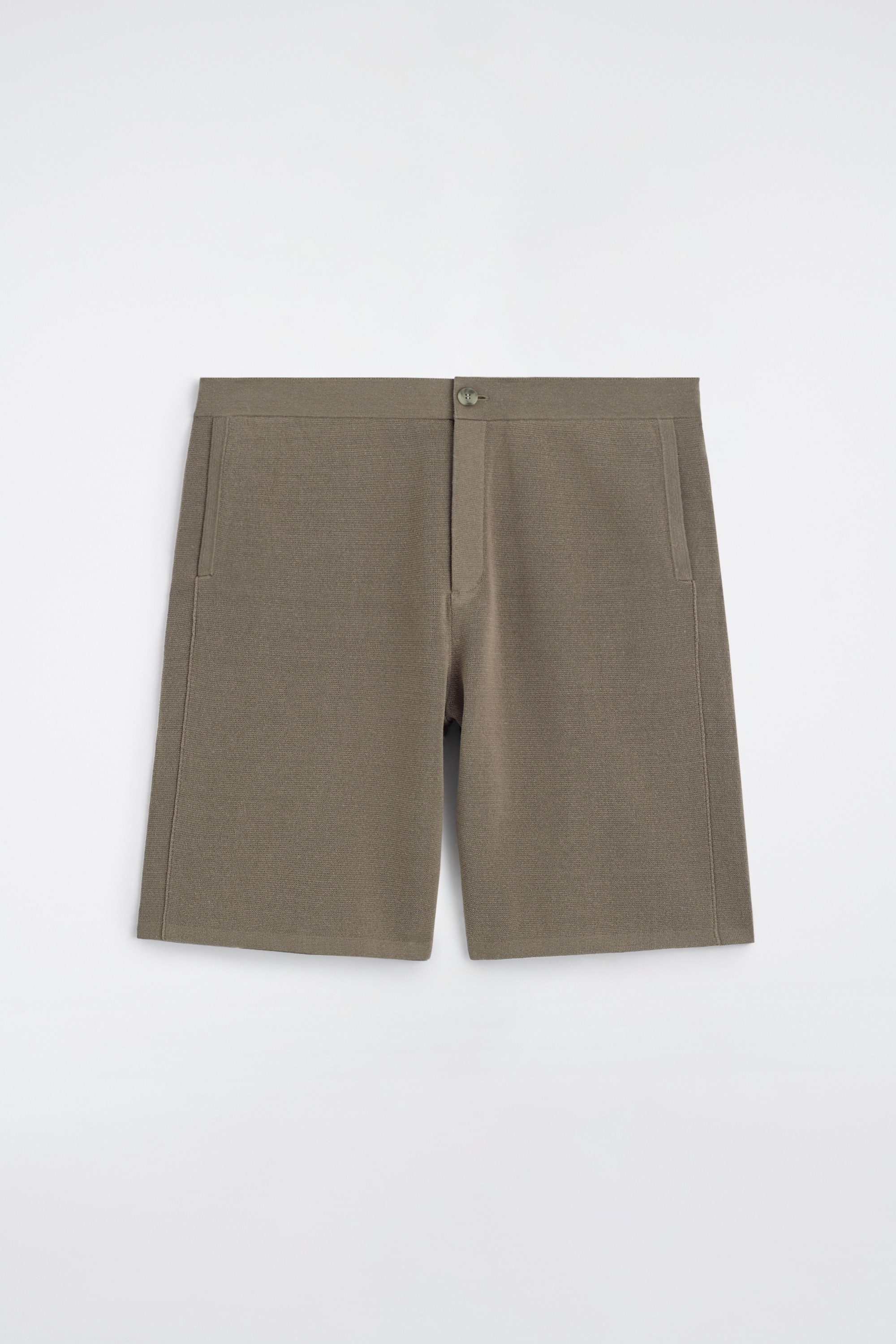 DZIANINOWE KRÓTKIE SPODENKI Z LNEM - KHAKI
