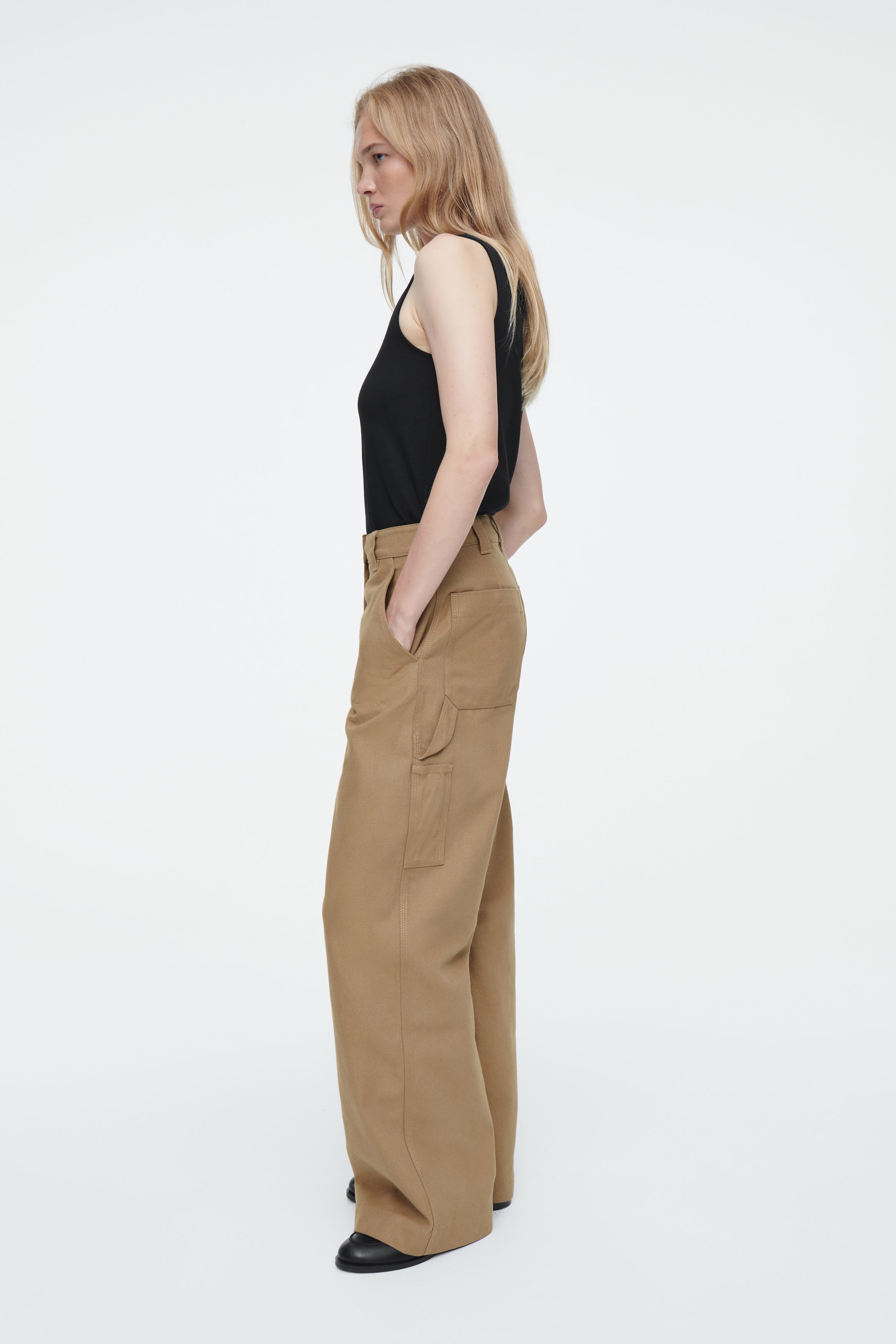 WIDE-LEG CANVAS UTILITY PANTS