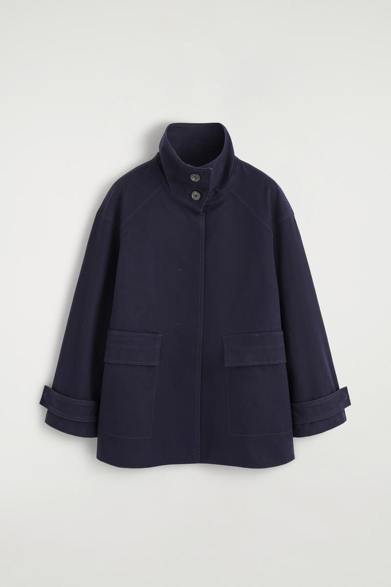 Cotton-Twill Funnel-Neck Jacket