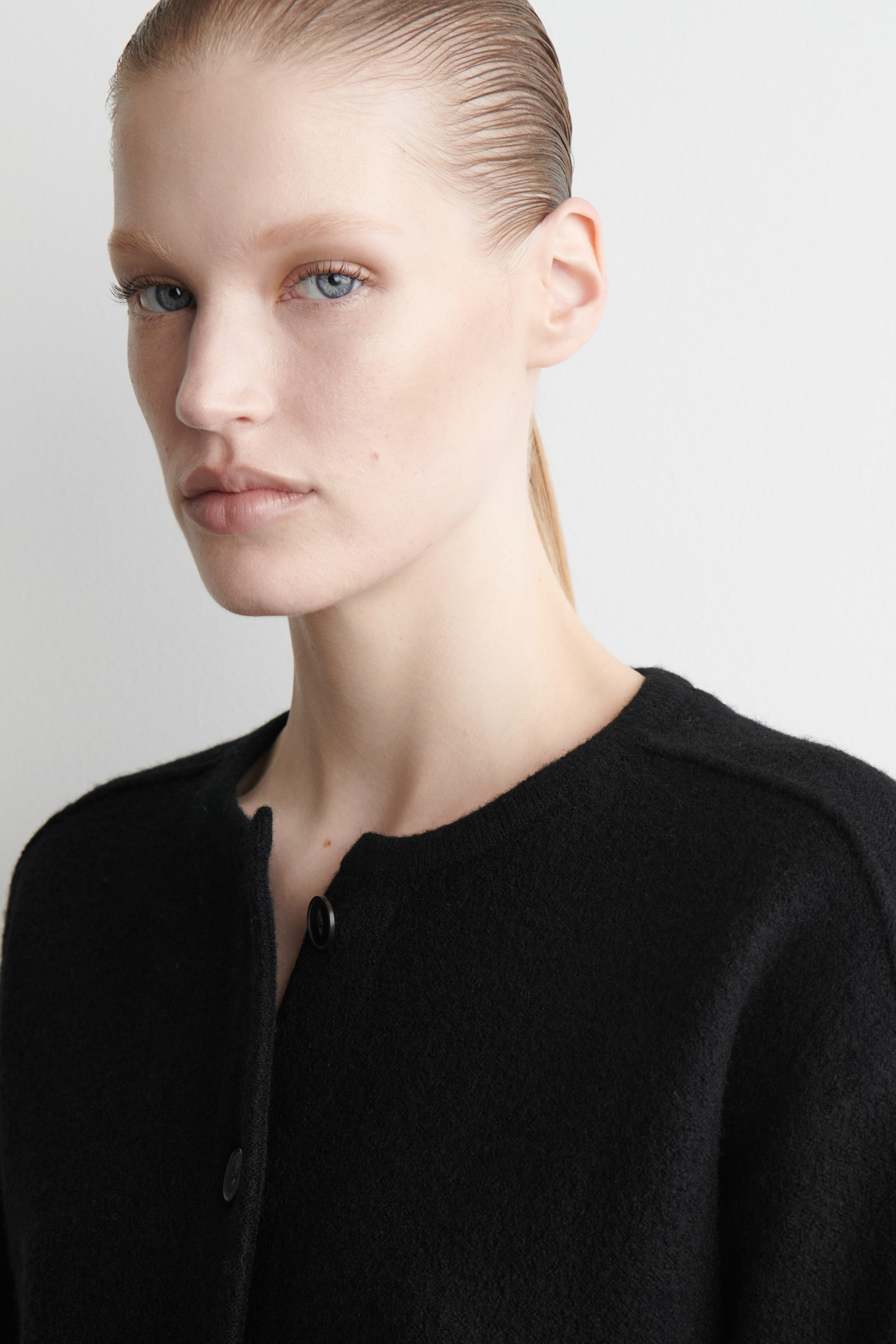 BOILED-WOOL CARDIGAN - BLACK | COS