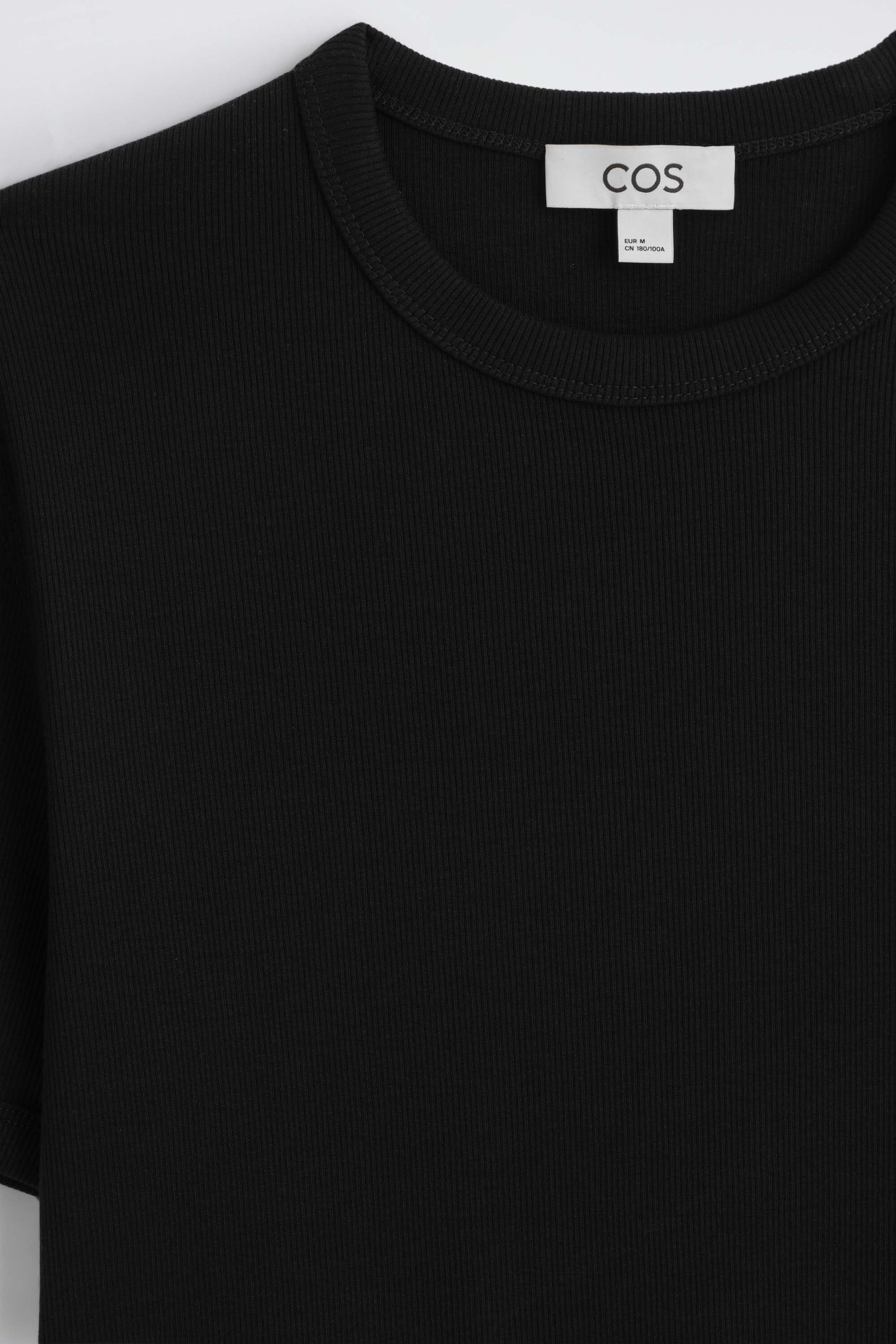 SLIM RIBBED COTTON T-SHIRT - BLACK | COS US
