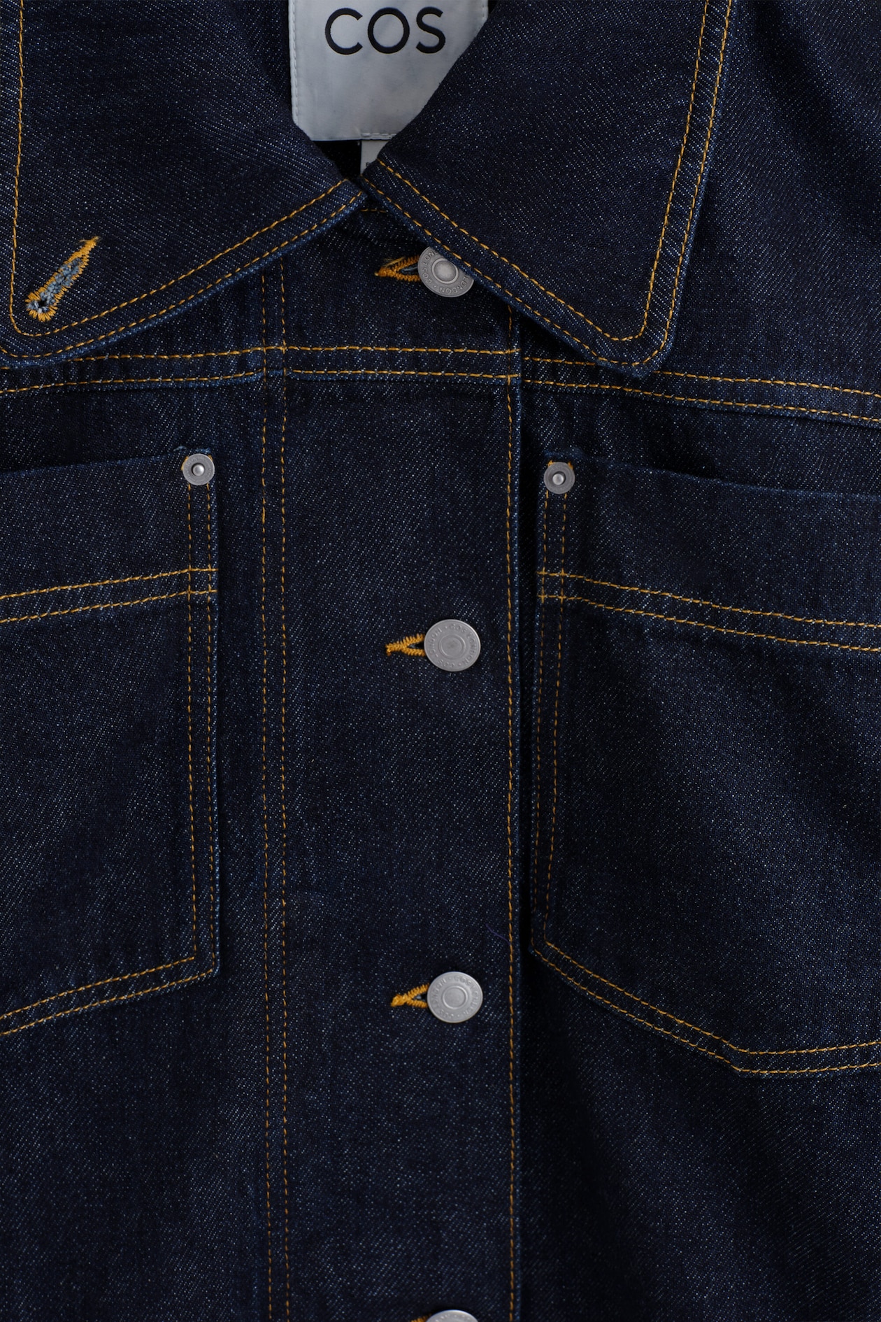 MOCK-NECK DENIM JACKET — INDIGO