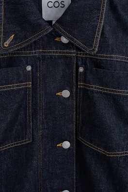 MOCK-NECK DENIM JACKET — INDIGO 7