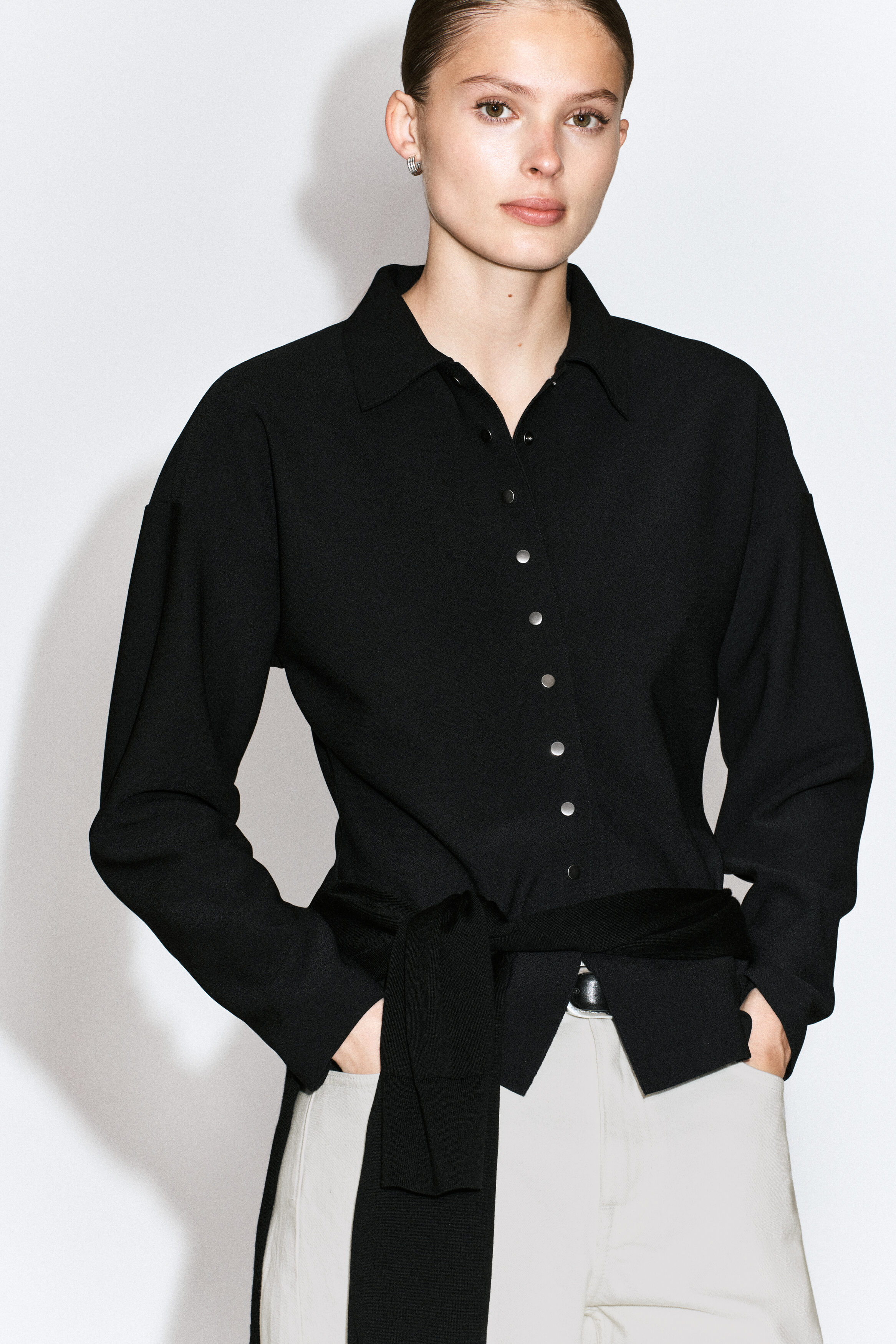 WAISTED CREPE-JERSEY SHIRT - thumbnail 6
