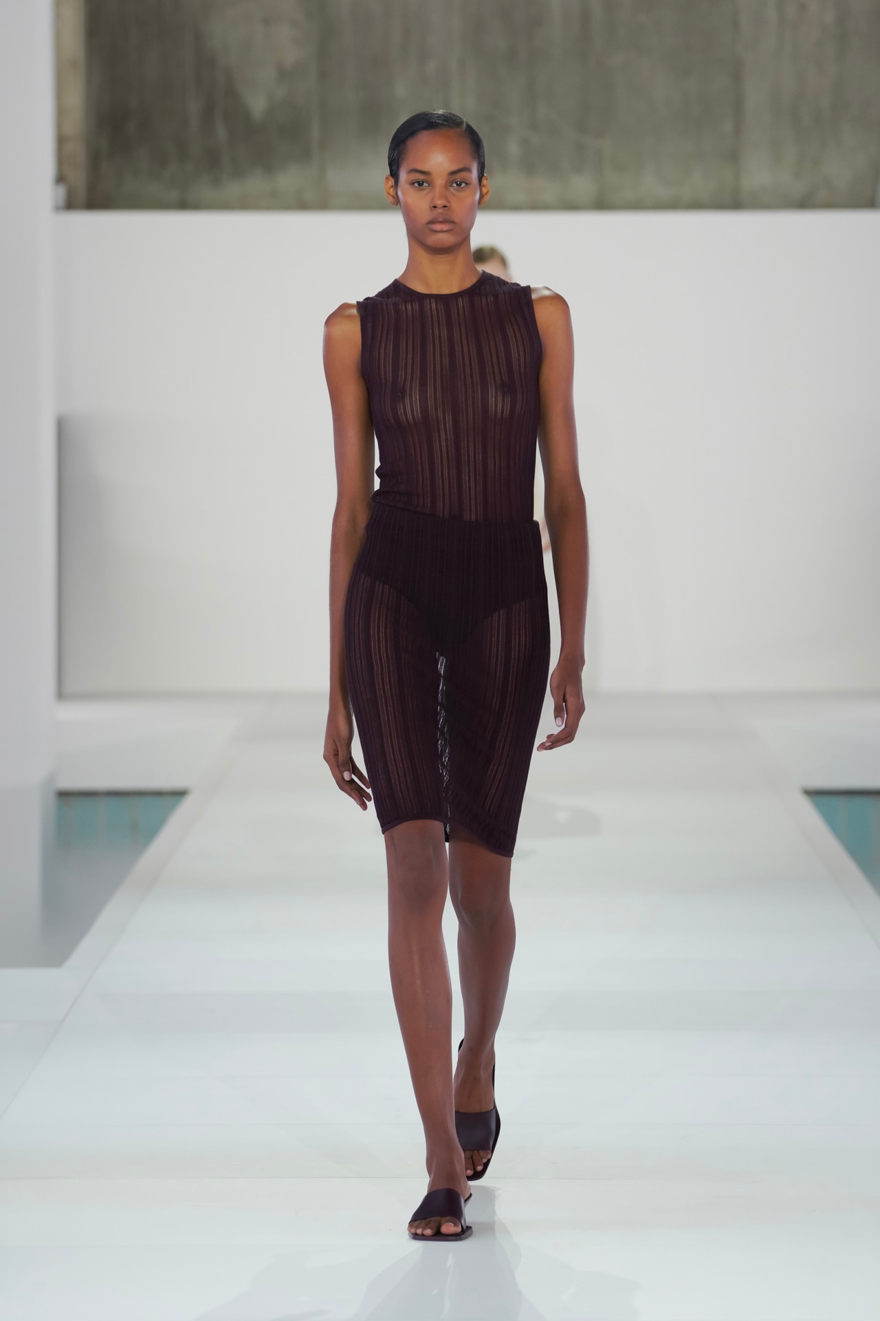 SHEER LACE-KNIT TANK TOP - BITTER CHOCOLATE | COS GB
