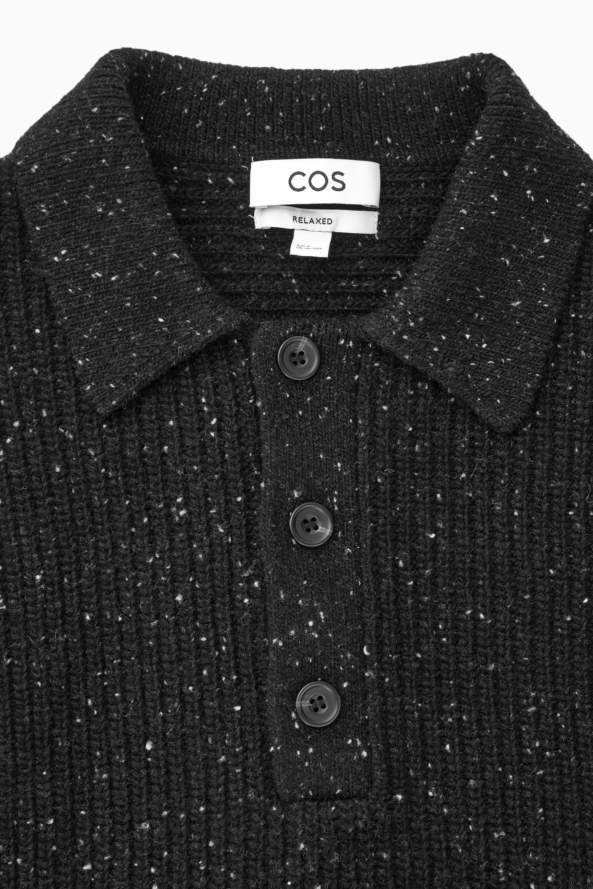 RIBBED WOOL AND CASHMERE-BLEND POLO SHIRT - BLACK | COS US