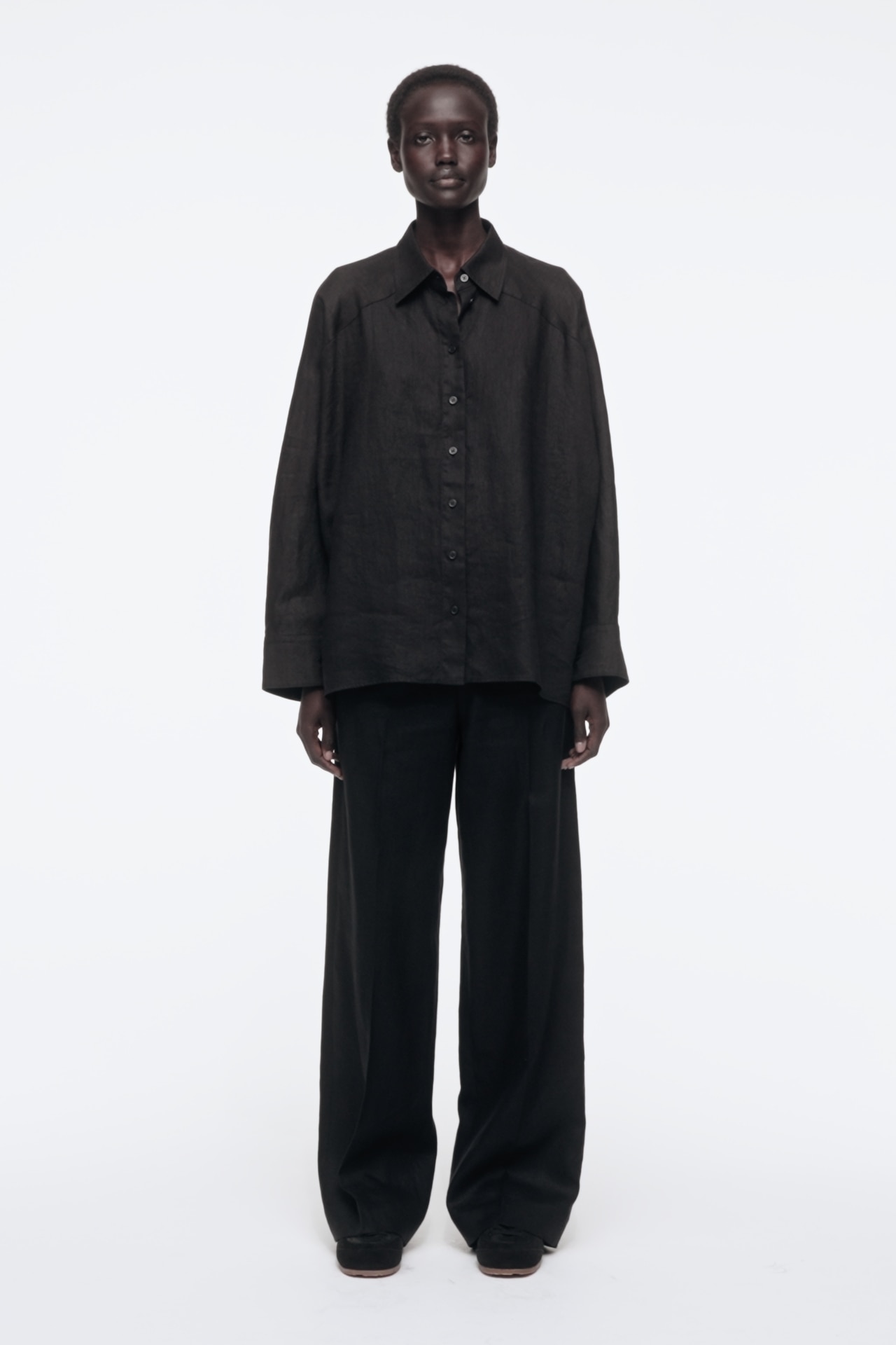 BOXY LINEN SHIRT - BLACK | COS