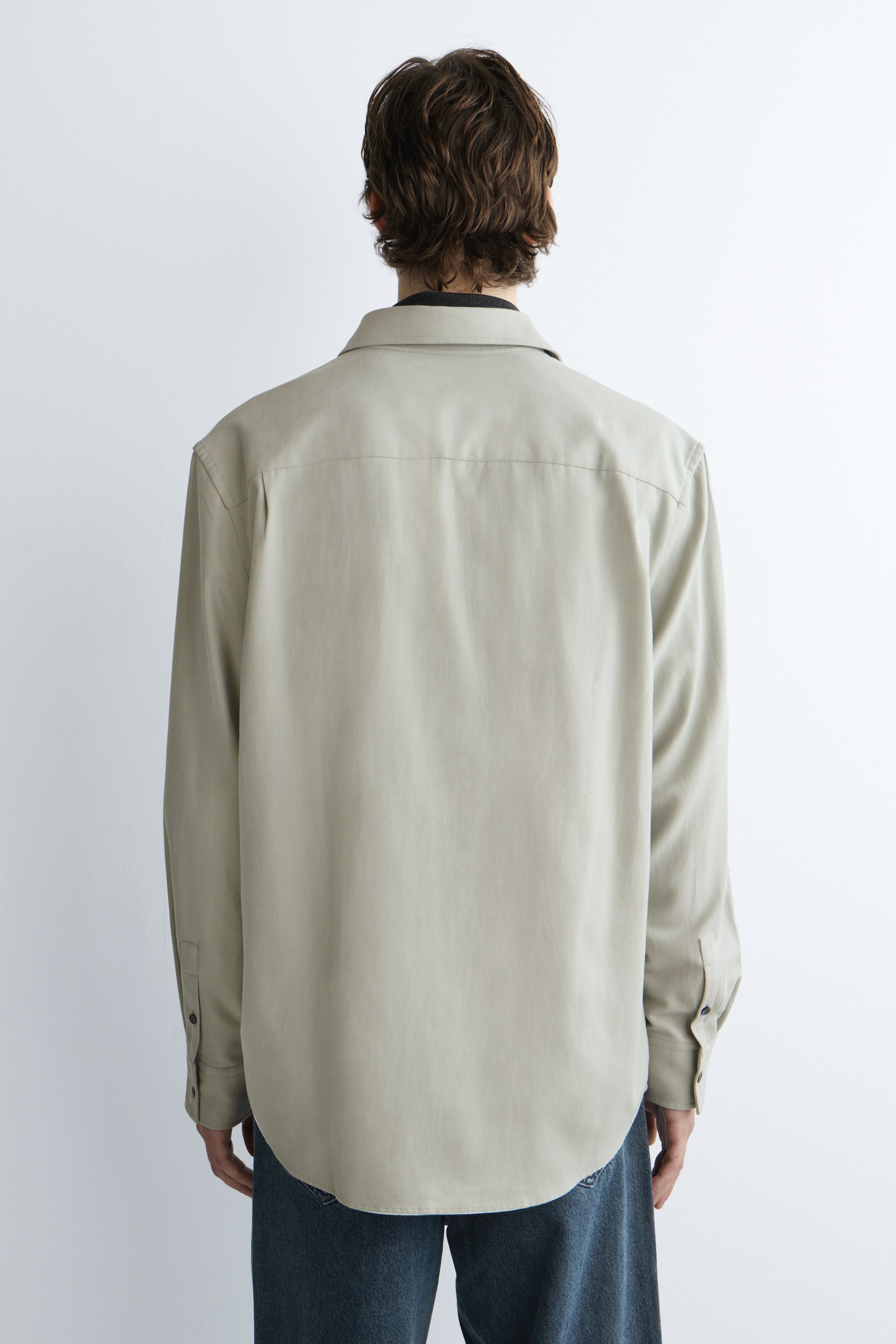 View larger image: RELAXED BRUSHED COTTON-BLEND SHIRT - GREY - Men | H&M GB 3