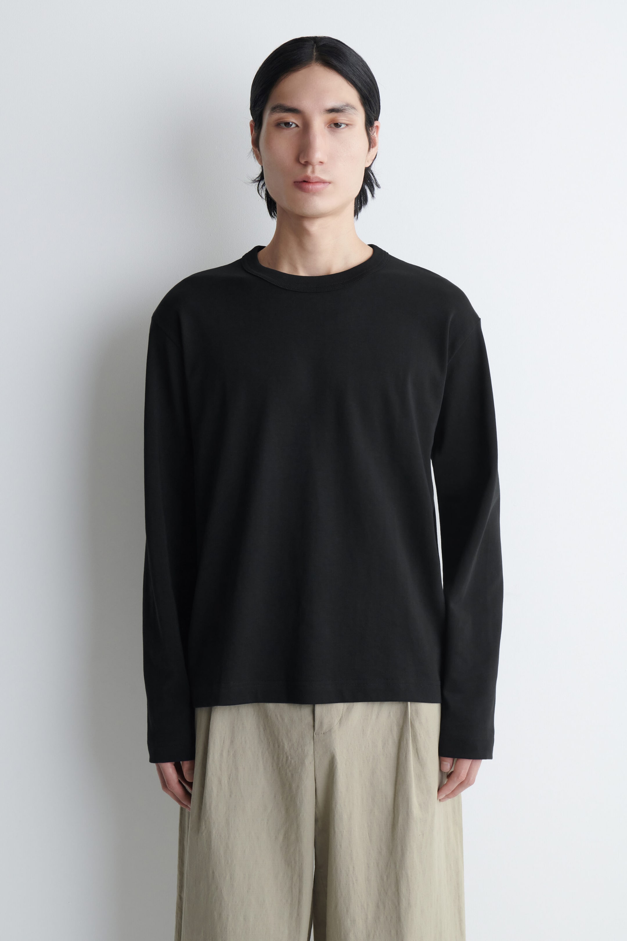 RELAXED JERSEY INTERLOCK LONG-SLEEVED T-SHIRT