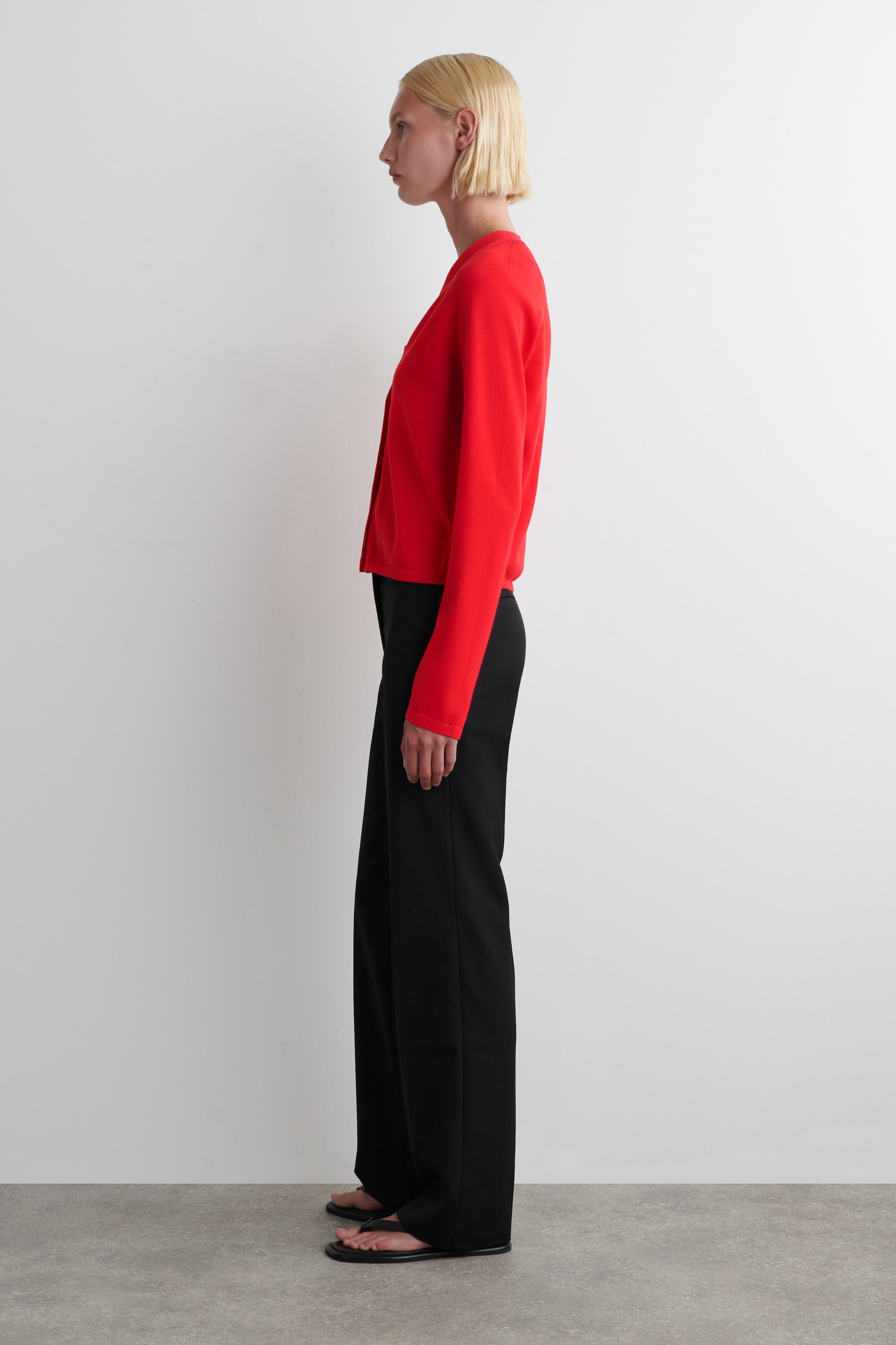 KNITTED COTTON V-NECK CARDIGAN