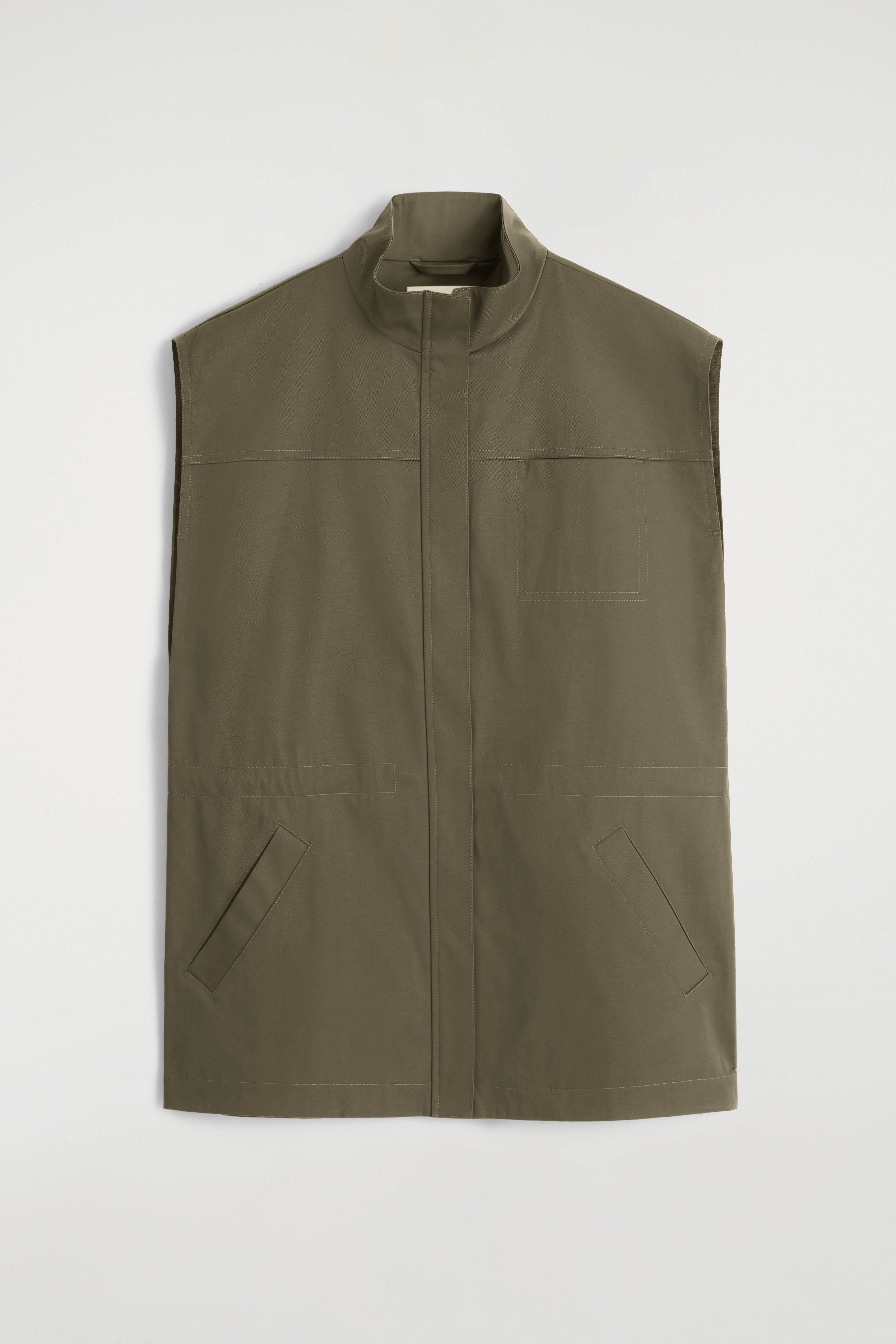 MOCK-NECK UTILITY VEST - KHAKI/BLACK
