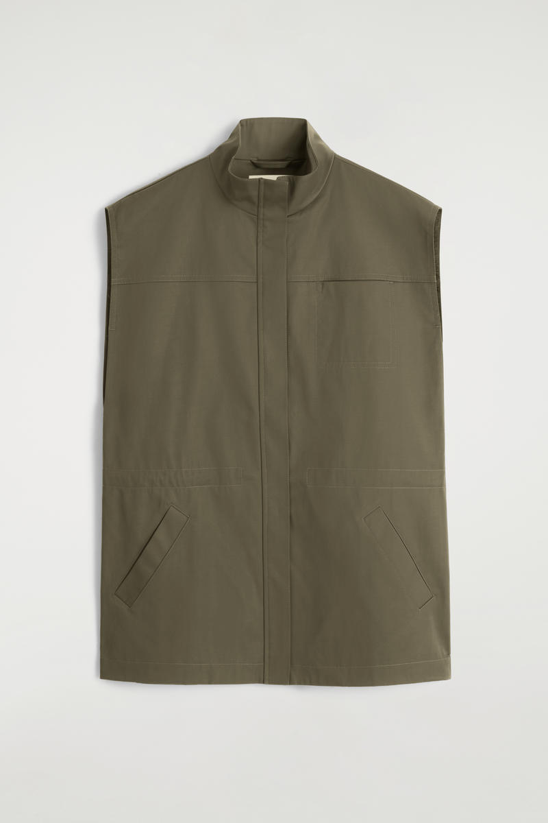 Cos Mock-neck Utility Vest In Green