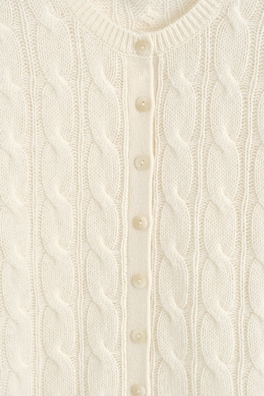 CABLE-KNIT PURE CASHMERE CARDIGAN — IVORY 6