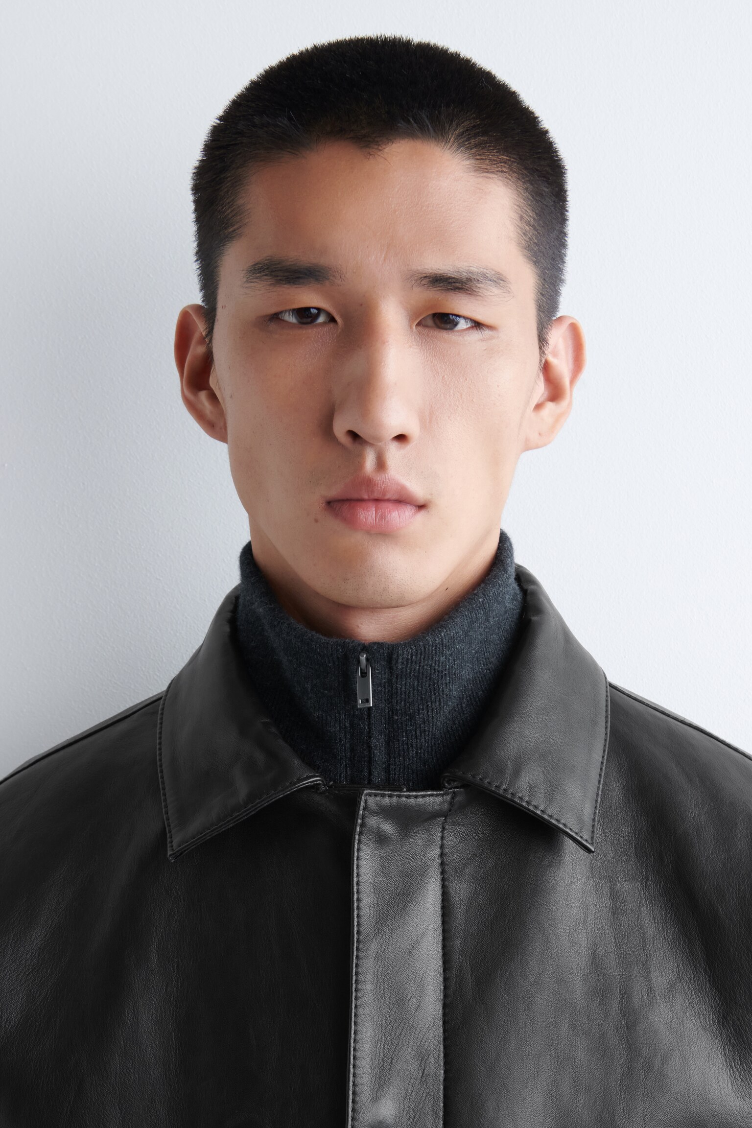 LEATHER BLOUSON JACKET - BLACK - 5