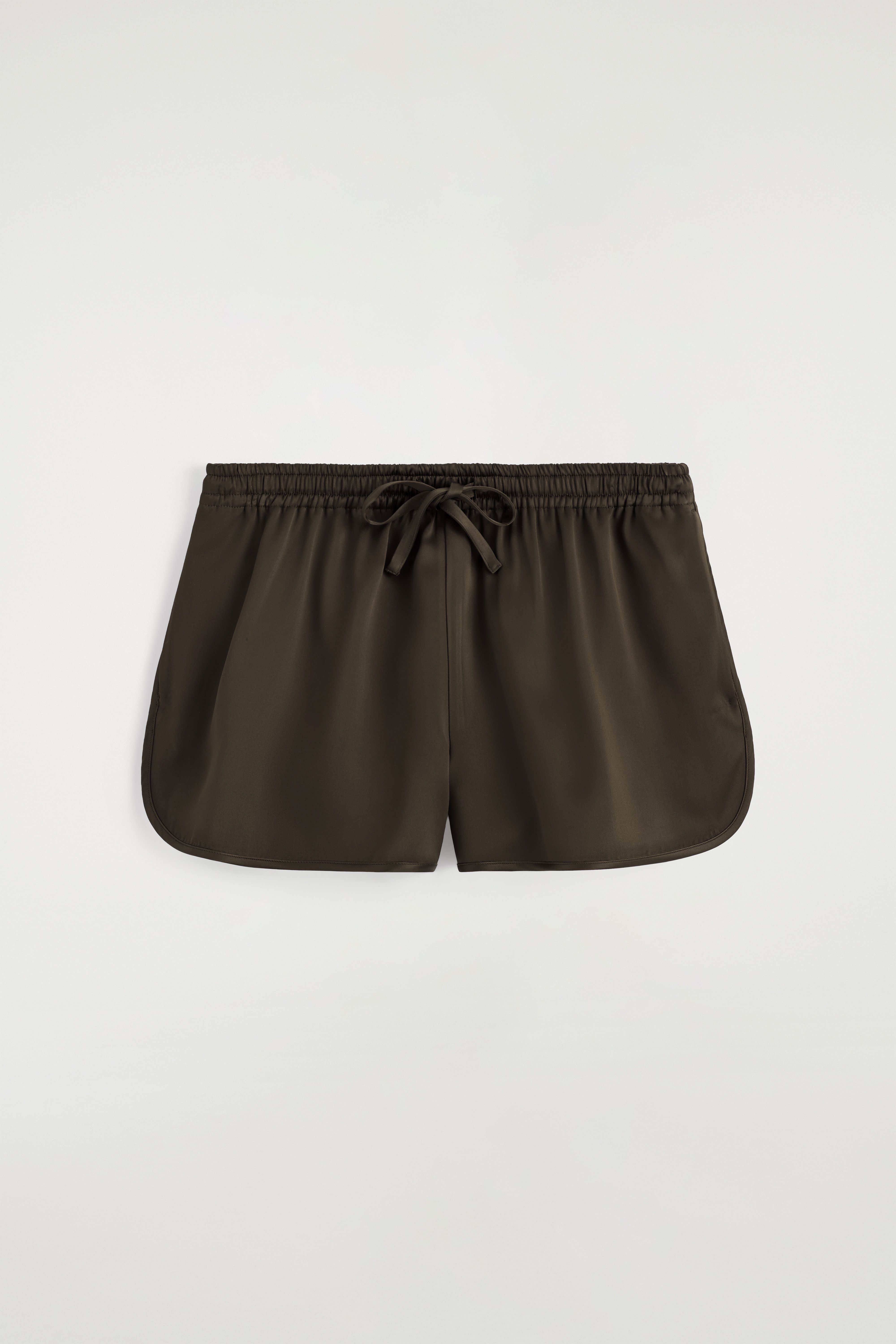 SATIN TRÆNINGSSHORTS - BRUN/ELFENBEN / BURGUNDER