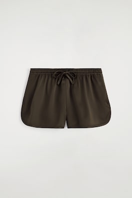SATIN TRACK SHORTS — BROWN 9