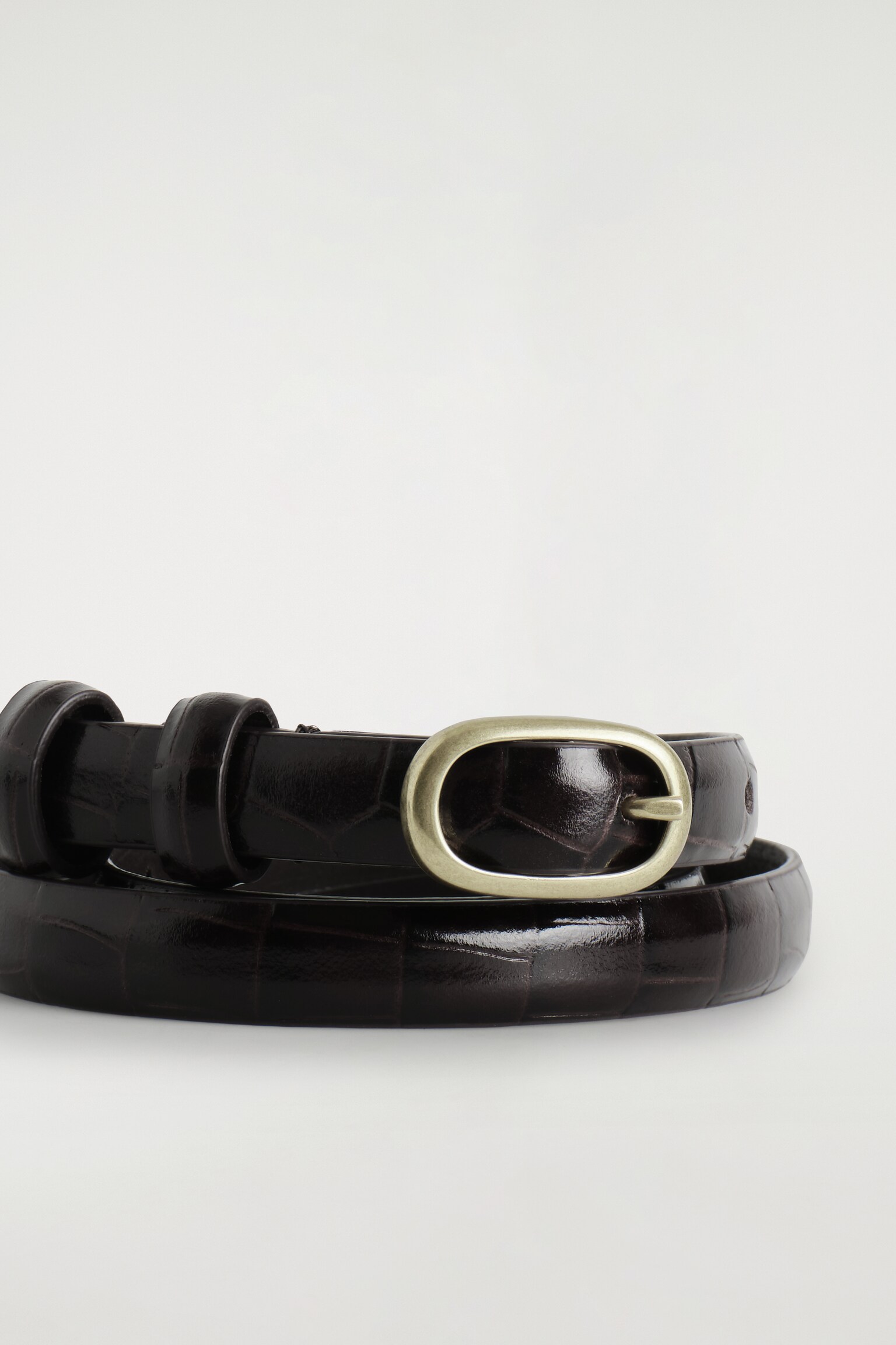SCHMALER LEDERGÜRTEL IN KROKODILOPTIK - BRAUN/BEIGE - 3