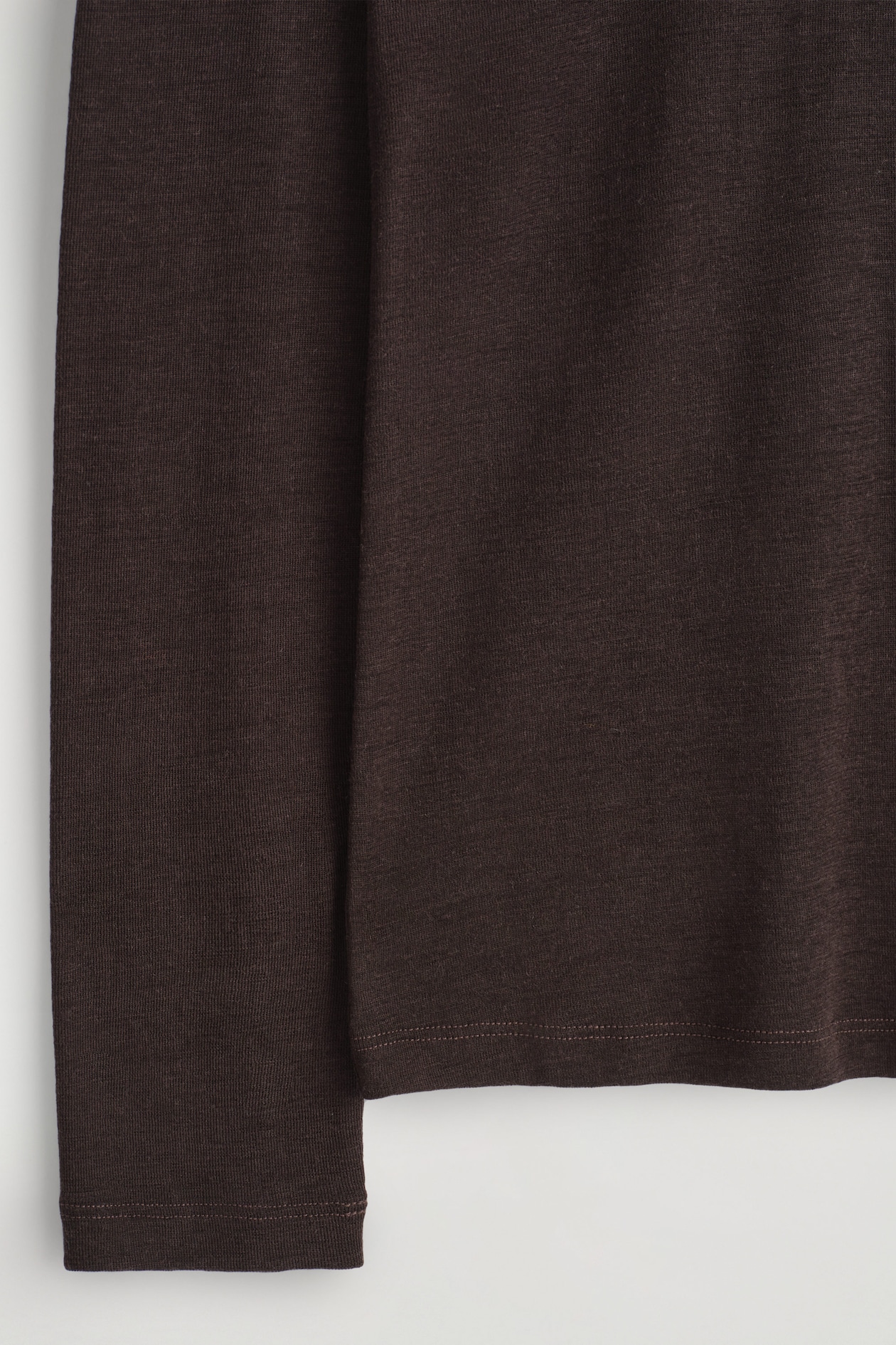 SLIM WOOL-JERSEY ROLLNECK TOP — DARK BROWN