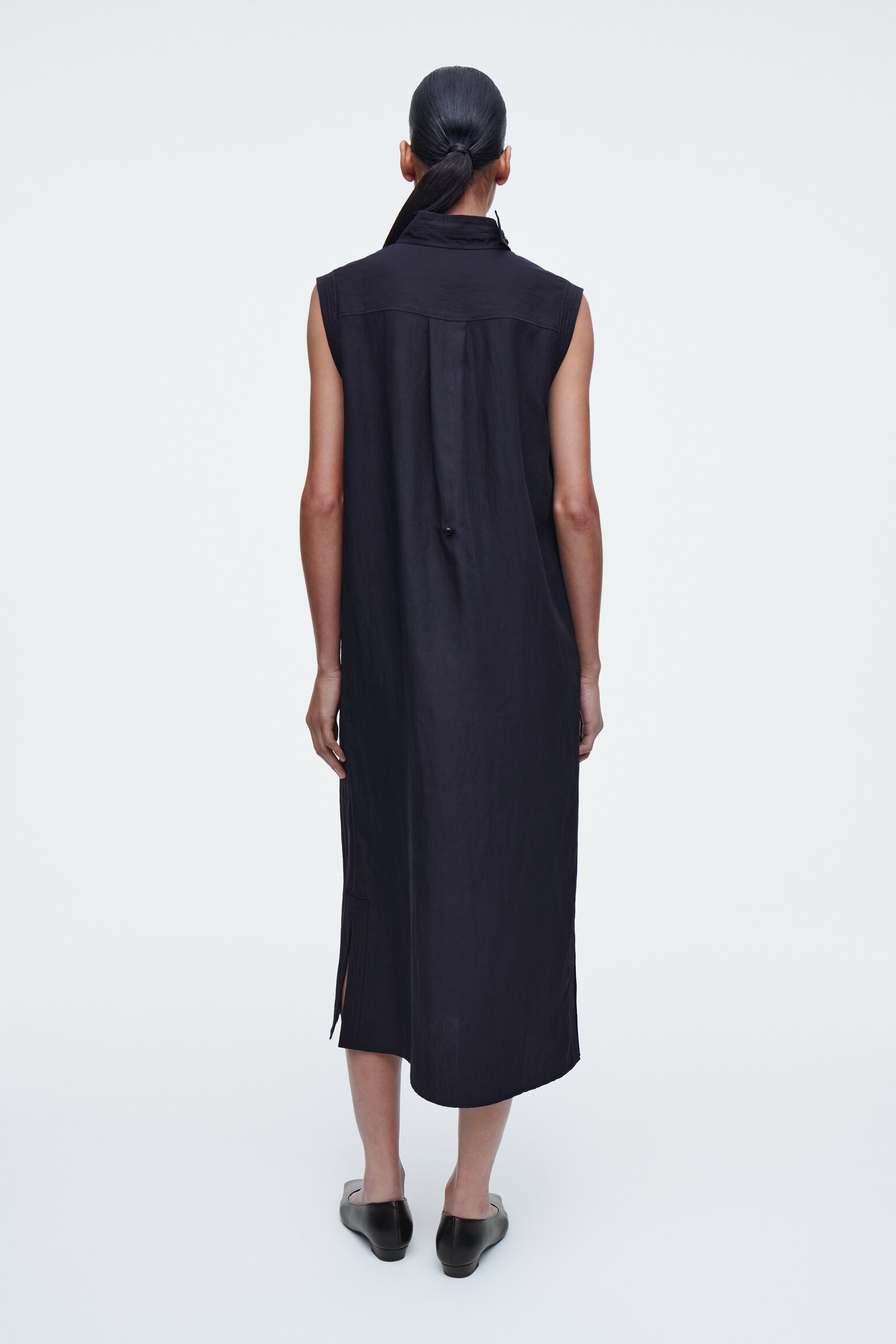 ABITO MIDI CON SCOLLO DRAPPEGGIATO CUT OUT - INDACO - 5