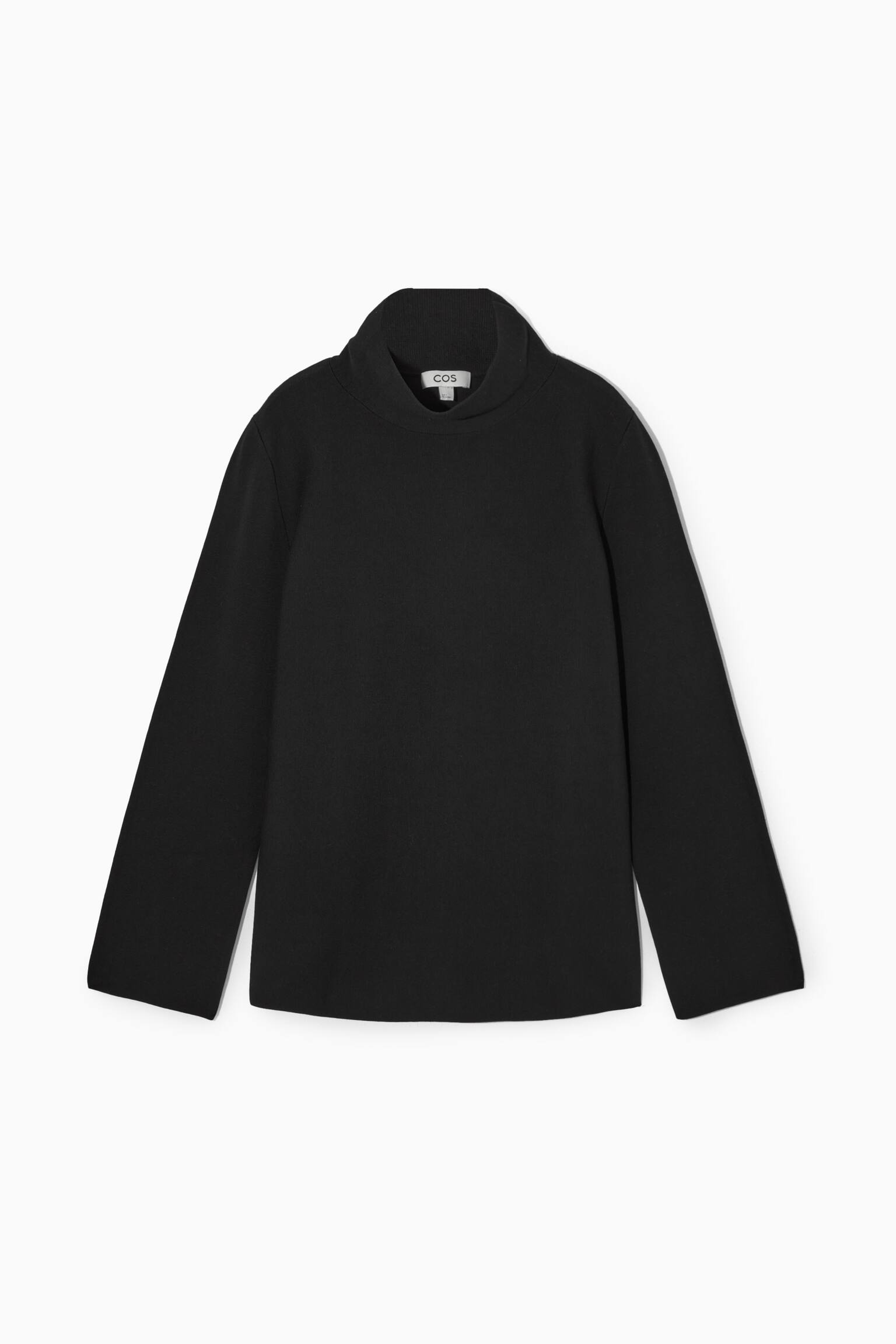 A-LINE FUNNEL-NECK TOP - BLACK - 1
