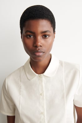 CURVED-COLLAR COTTON-POPLIN SHIRT — WHITE 5