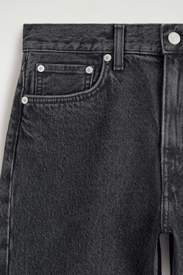CHORD STRAIGHT-LEG DENIM SHORTS — BLACK 5