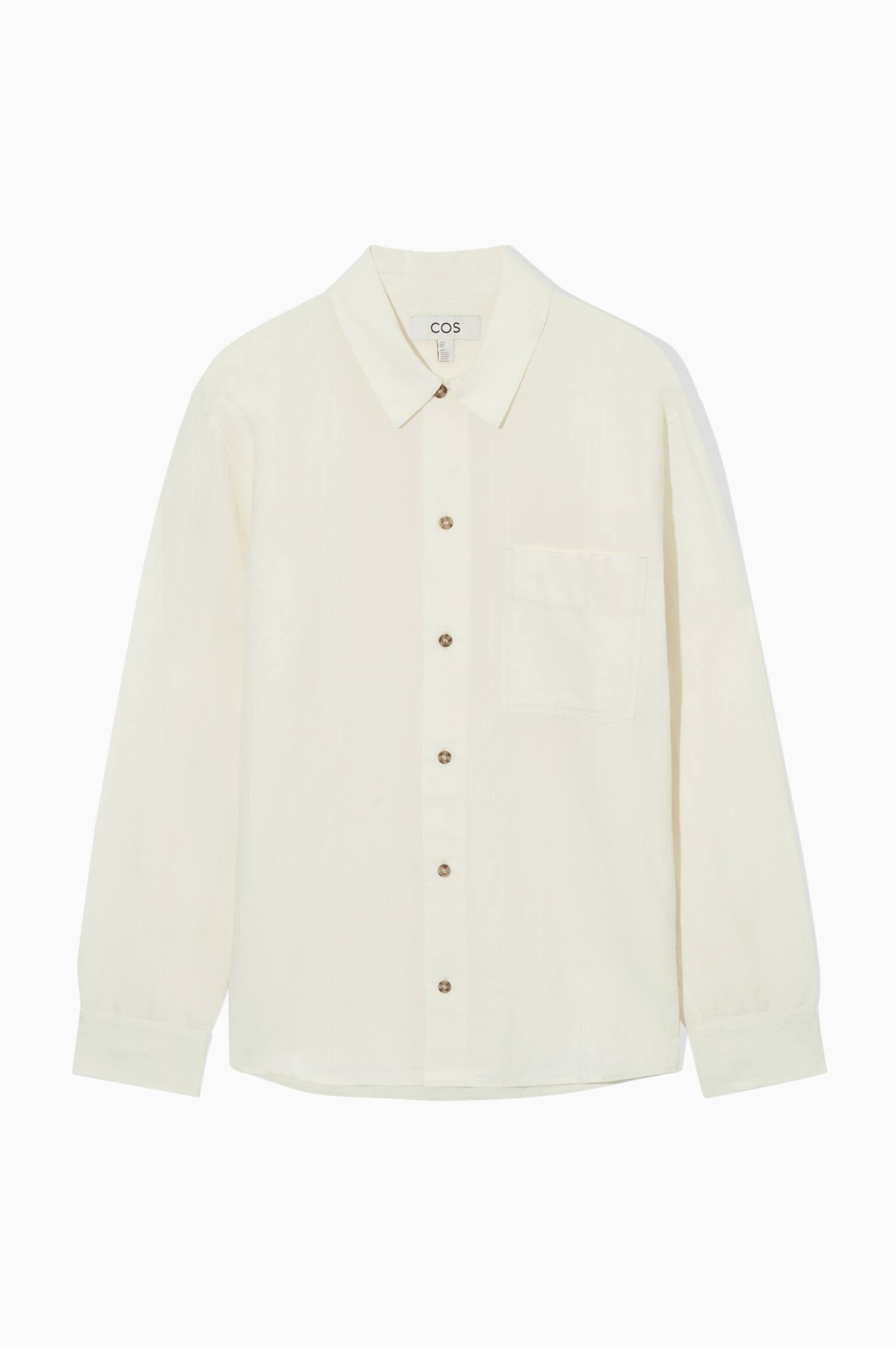RELAXED TEXTURED LINEN-BLEND SHIRT - OFF-WHITE