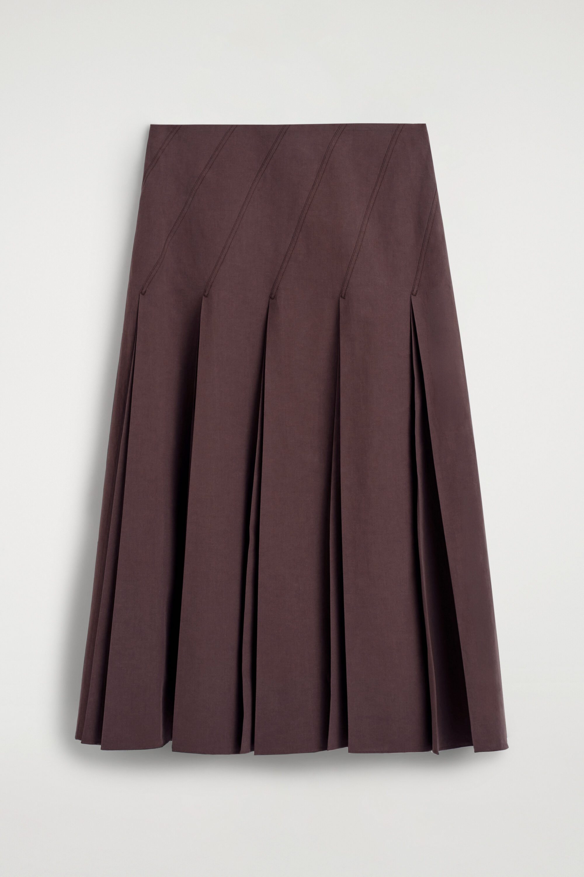 PLEATED COTTON-LINEN MIDI SKIRT - BURGUNDY | COS US