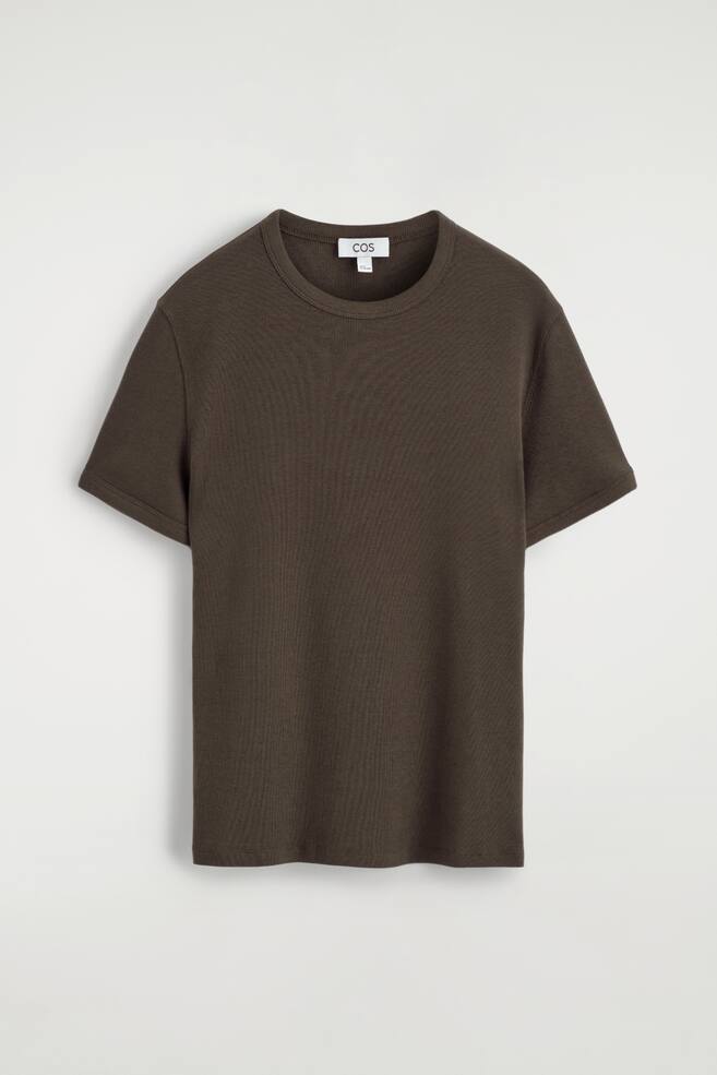 SLIM RIBBED COTTON T-SHIRT - BROWN/NAVY/LIGHT GREY/CHARCOAL/DARK GREY/WHITE/BLACK/KHAKI/DARK KHAKI - 1