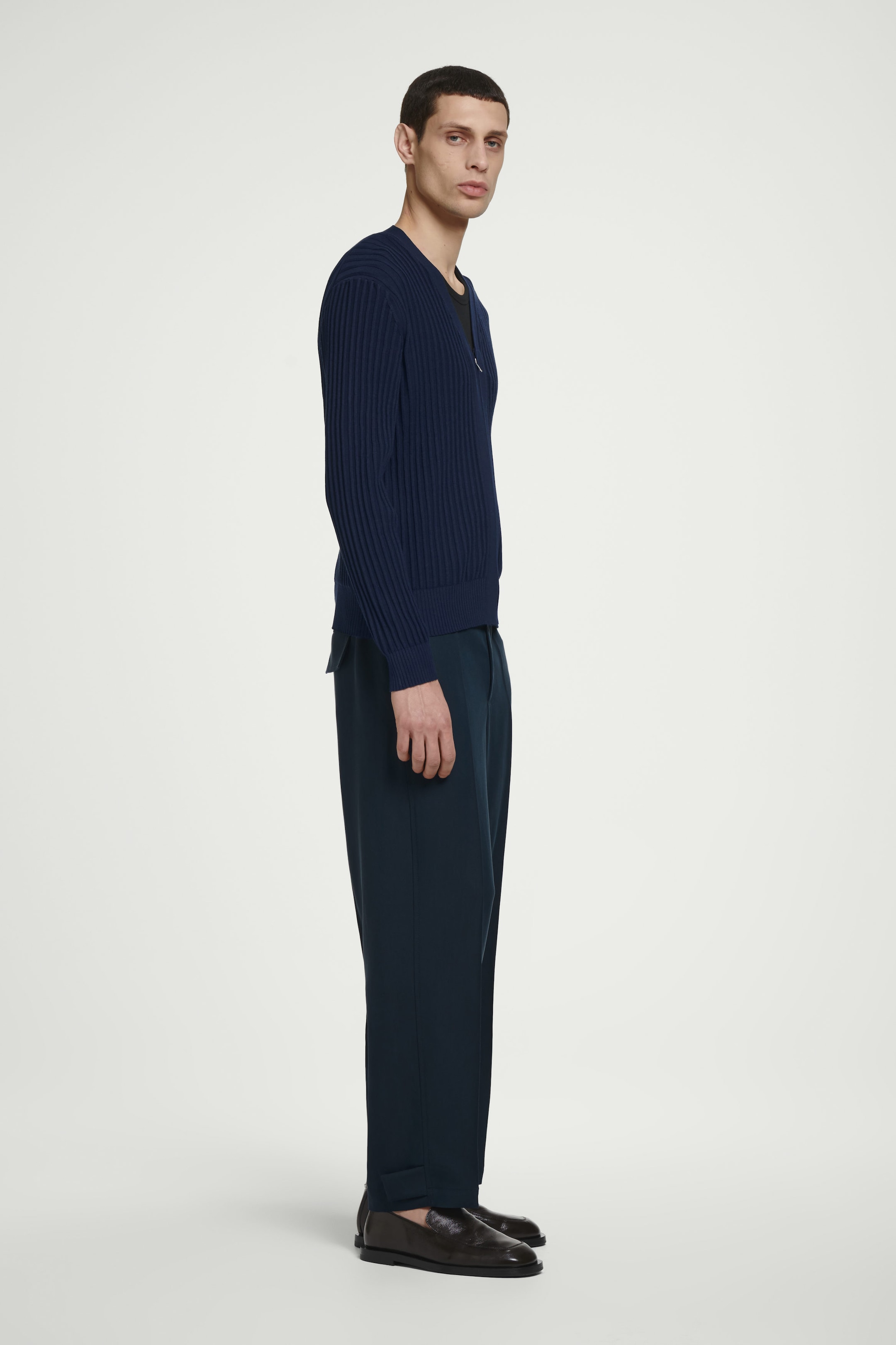 SILK-COTTON ZIP-UP CARDIGAN