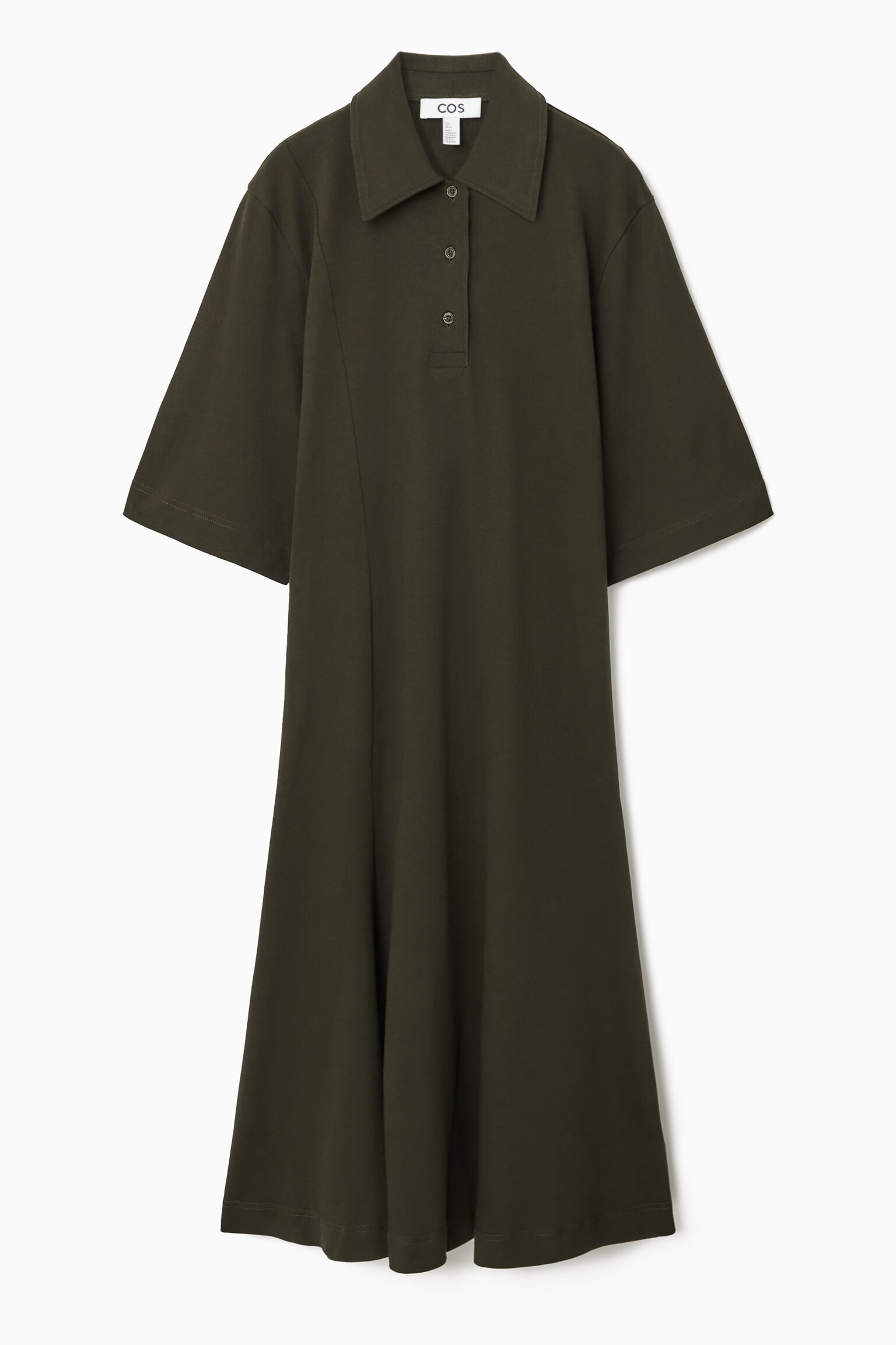 FLARED POLO SHIRT DRESS - KHAKI - 1