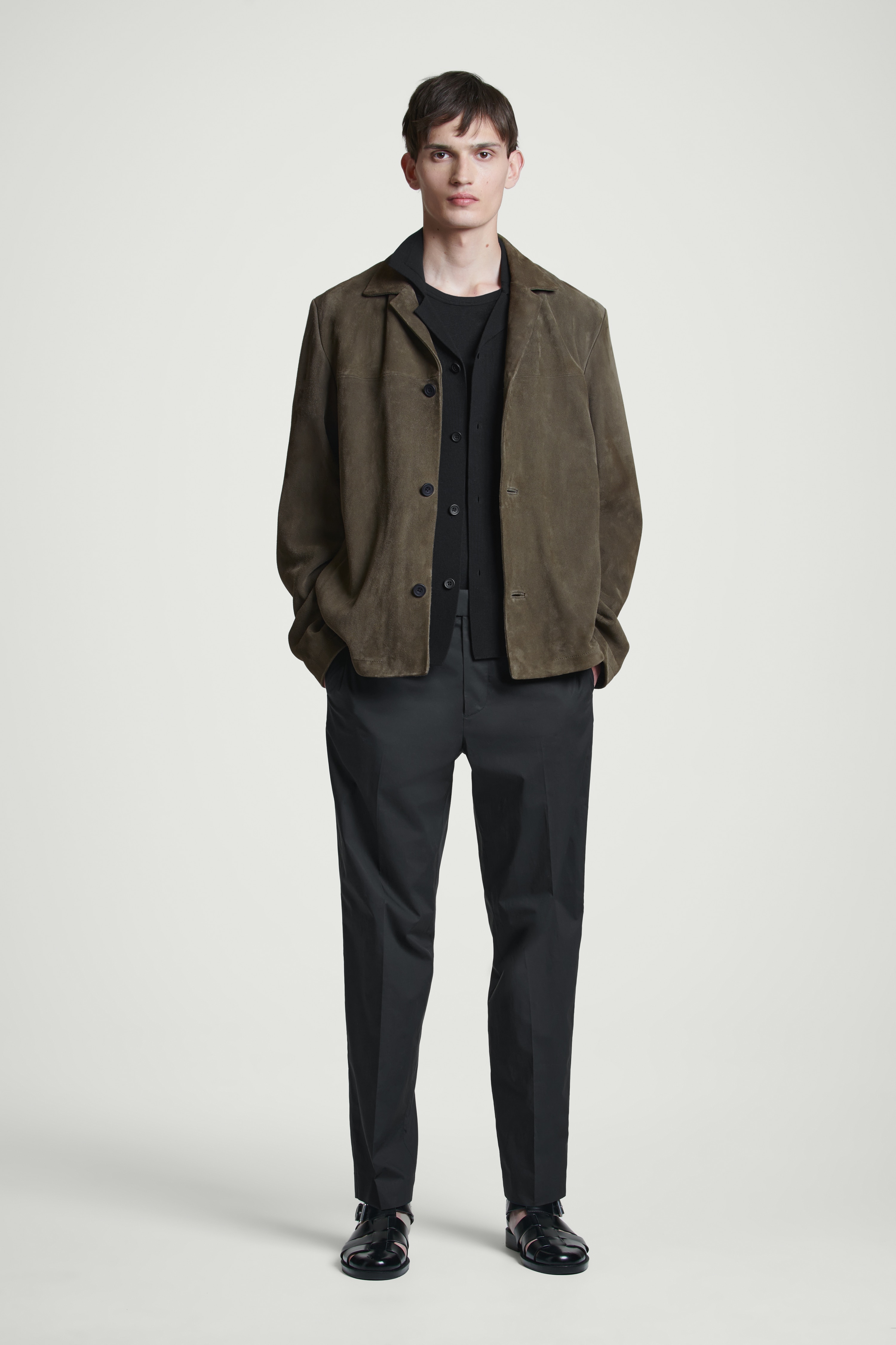 PANTALONES RECTOS DE ALGODÓN - NEGRO/BEIGE