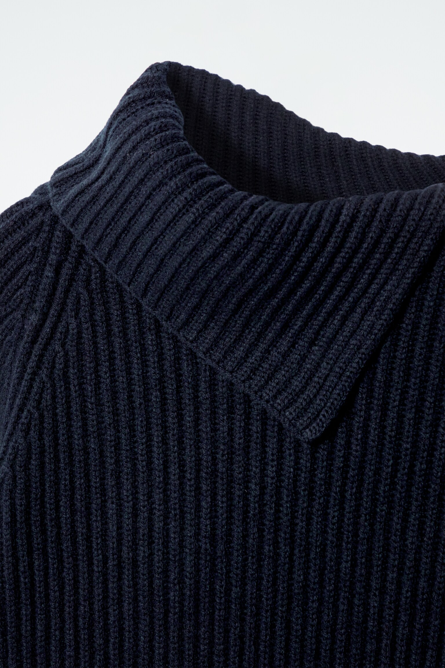 ROBE À COL ASYMÉTRIQUE EN LAINE - BLEU MARINE - 3