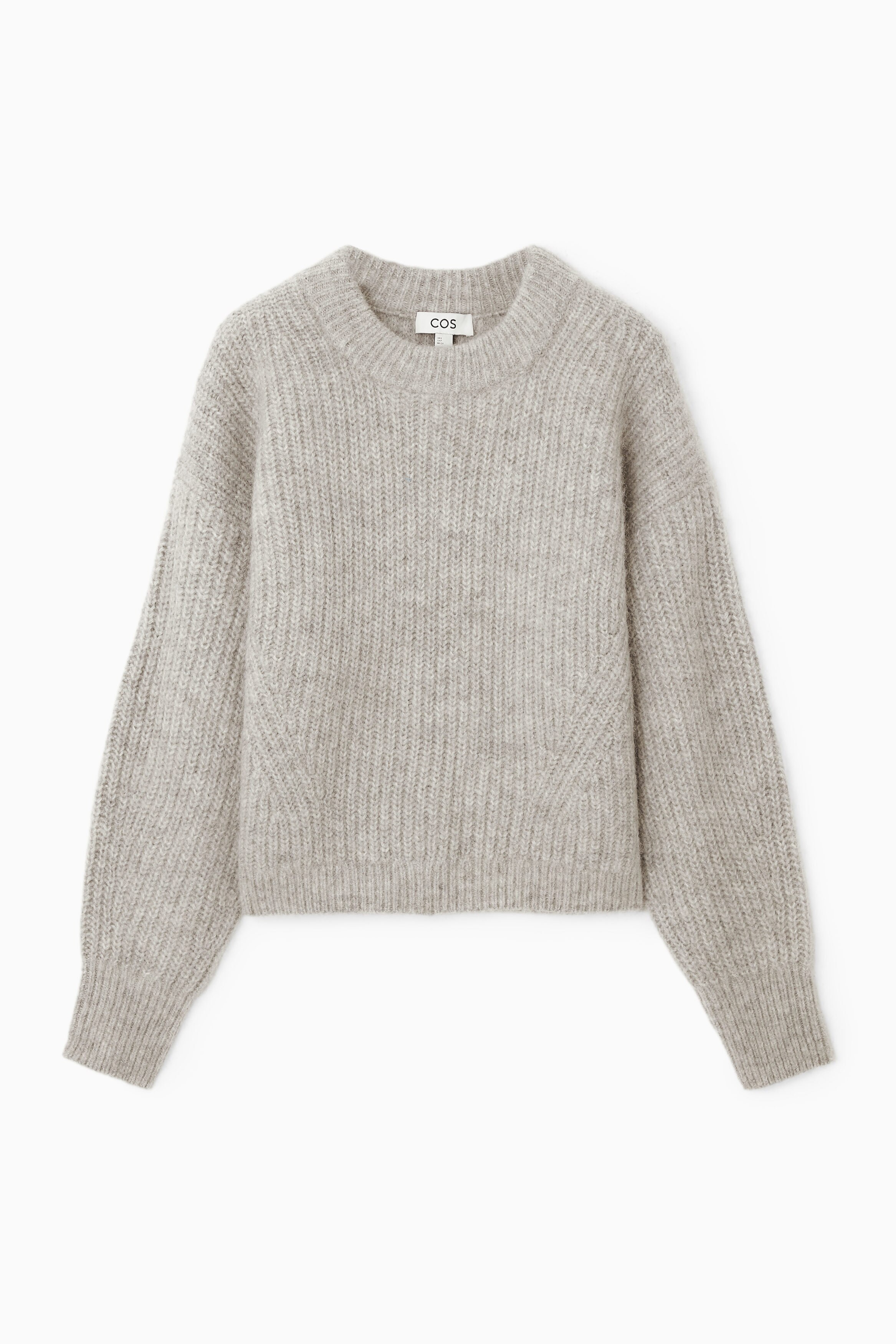 CROPPED ALPACA AND WOOL-BLEND SWEATER - LIGHT GRAY MÉLANGE | COS US