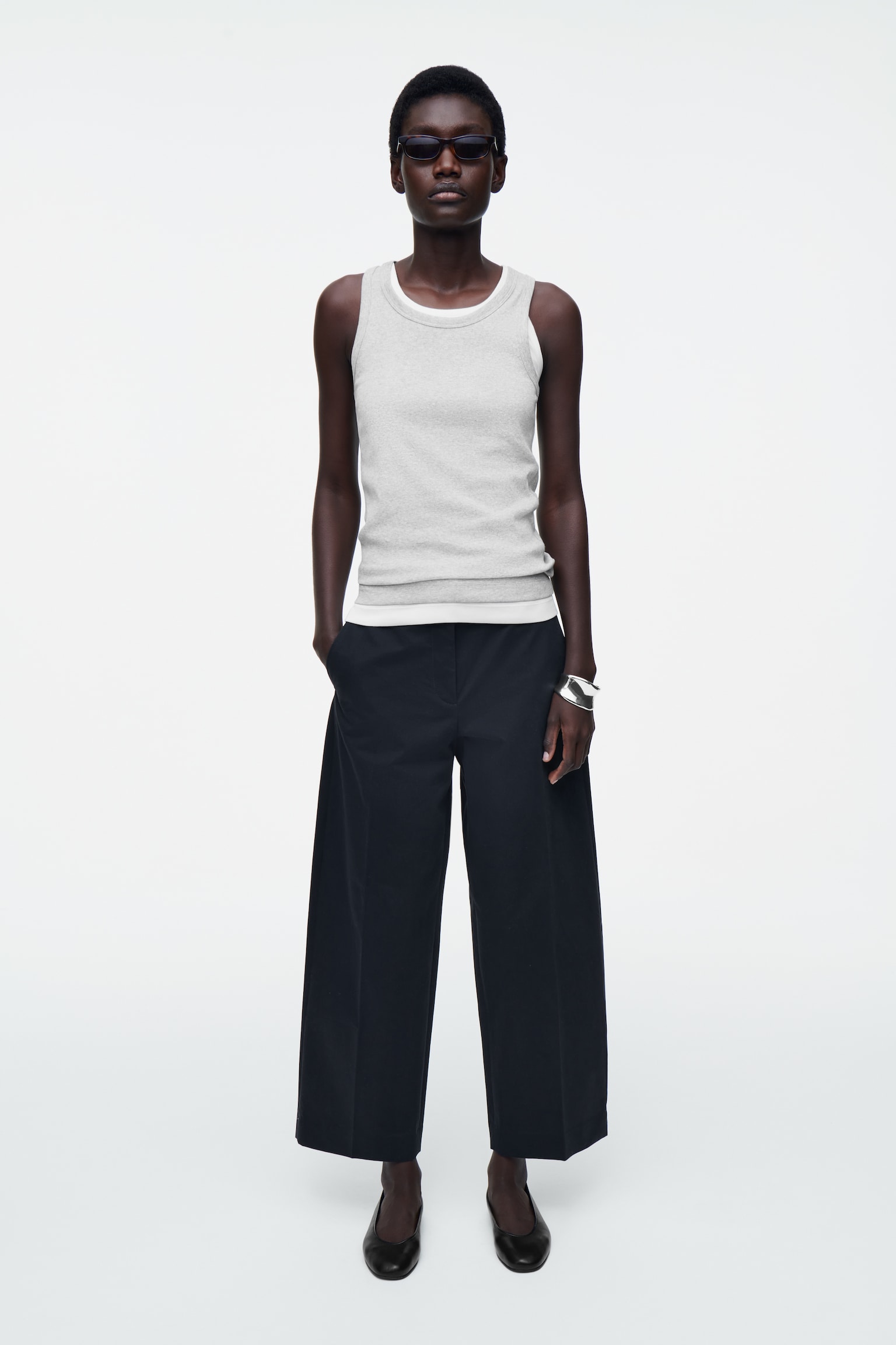 PANTALON CHINO EN SERGÉ DE COTON - BLEU MARINE
