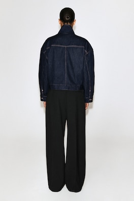 MOCK-NECK DENIM JACKET — INDIGO 5