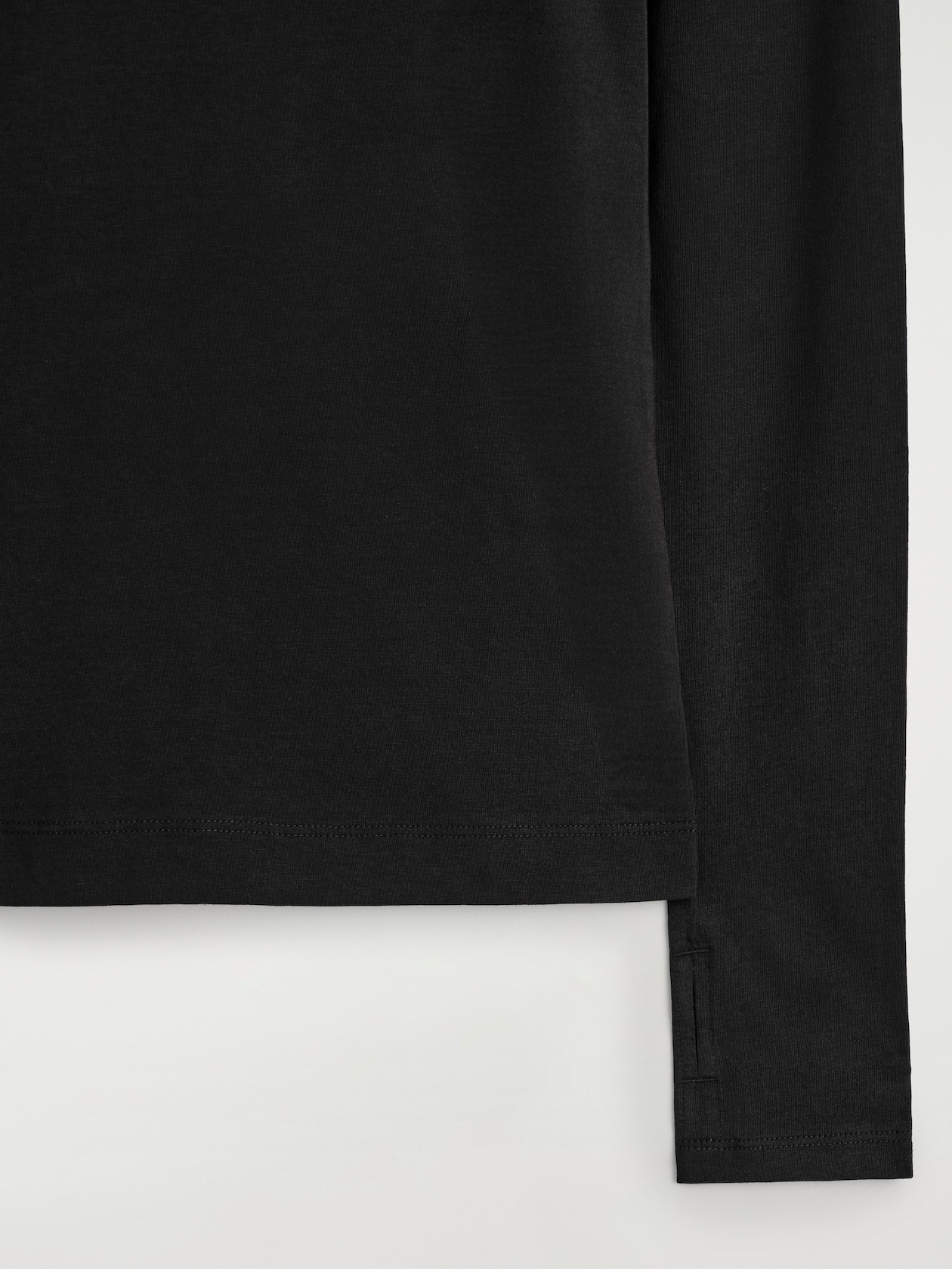 COTTON LONG-SLEEVED TOP — BLACK